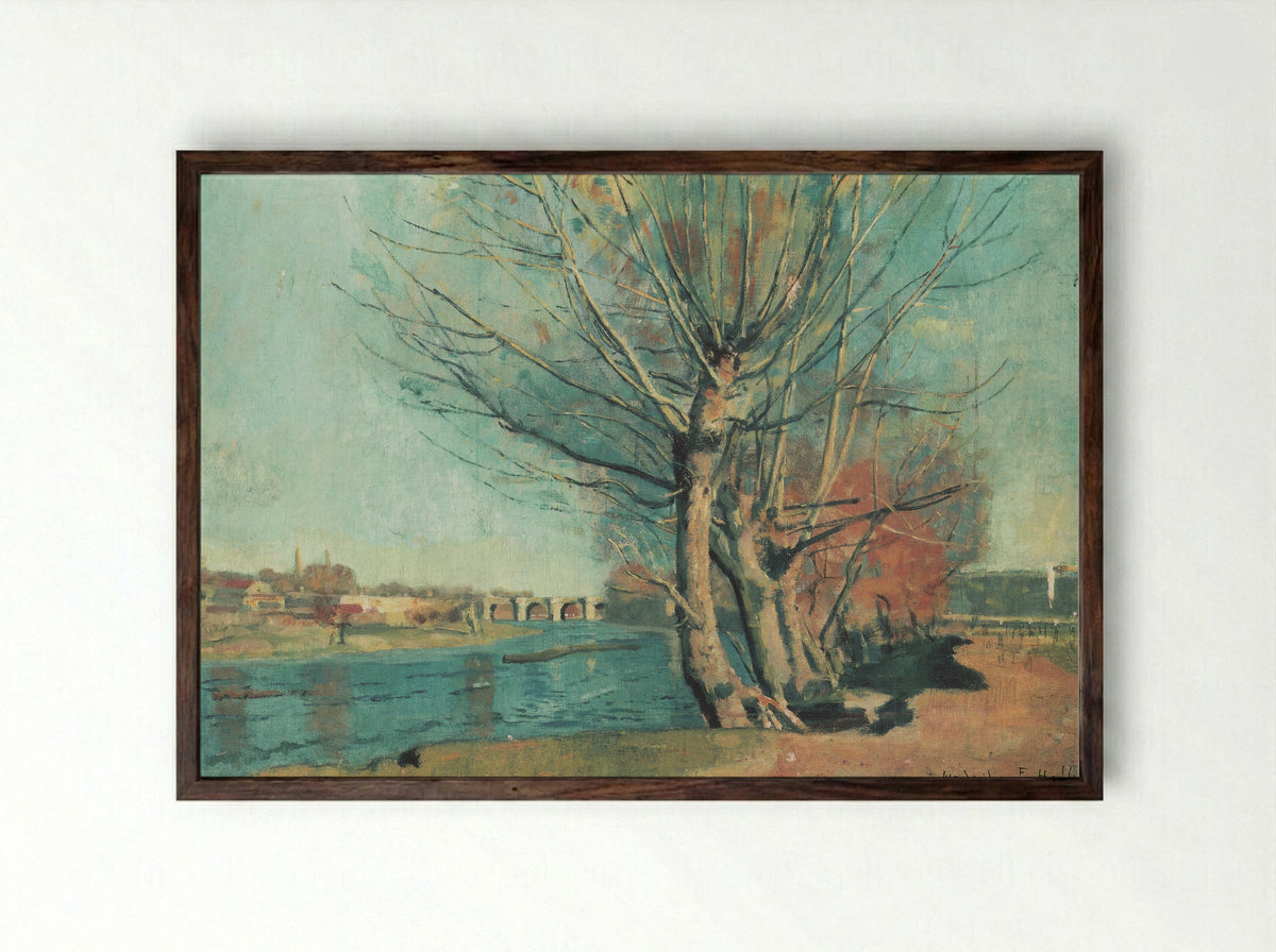 On the Banks of the Manzanares - Ferdinand Hodler - Framed Print Dark Wood