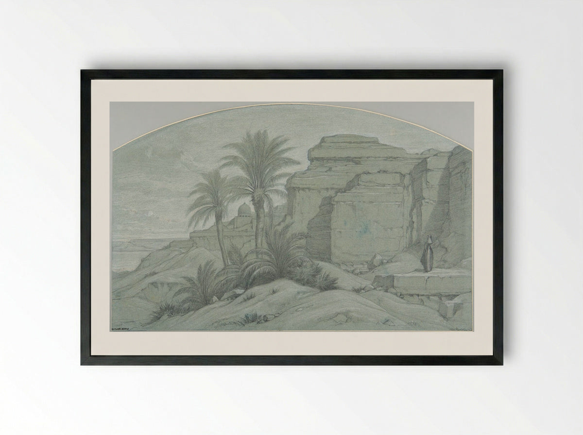 On the Banks of the Nile - François-Edouard Bertin - Framed Print Black