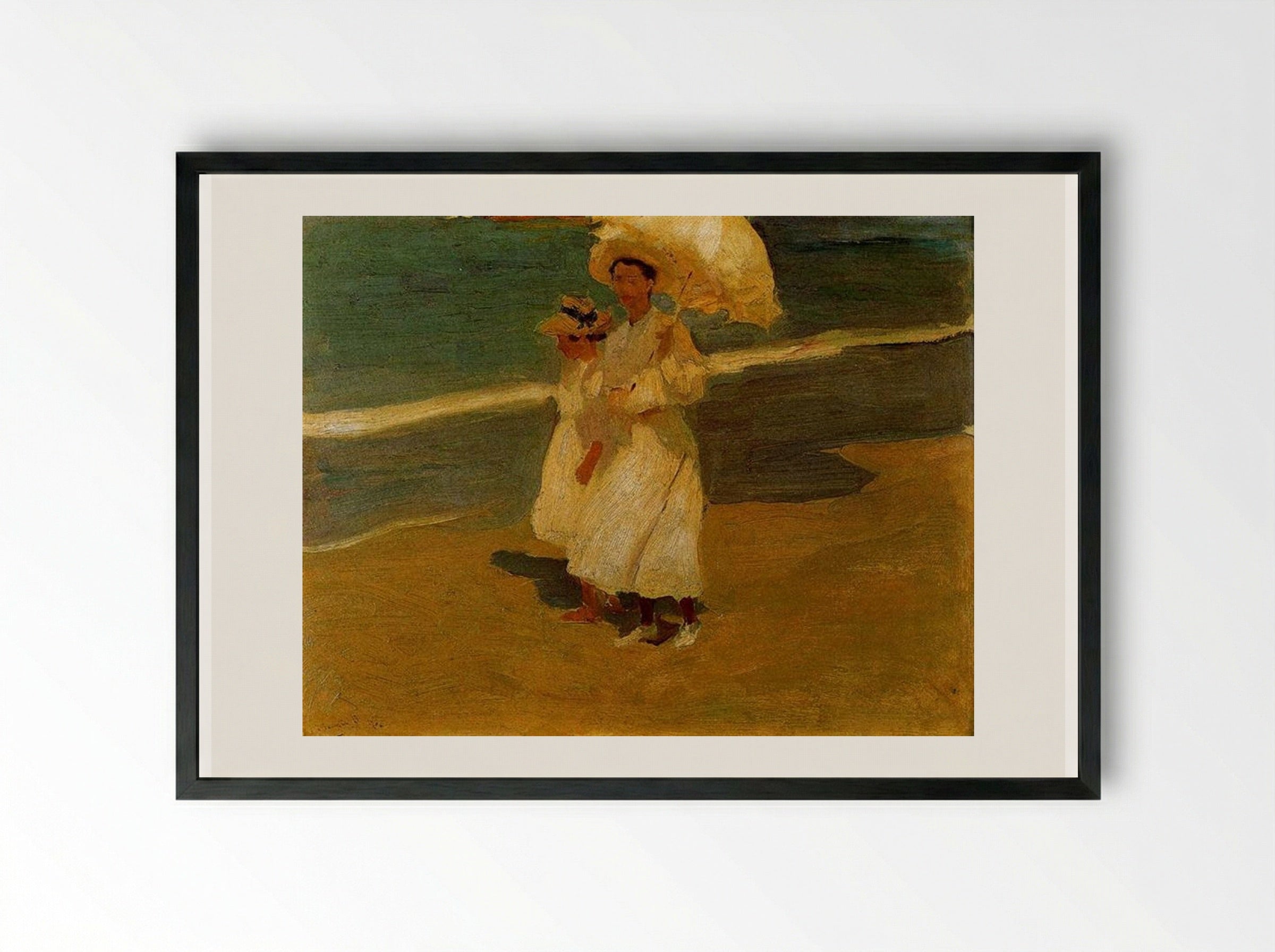 On the Beach - Joaquín Sorolla - Framed Print Black
