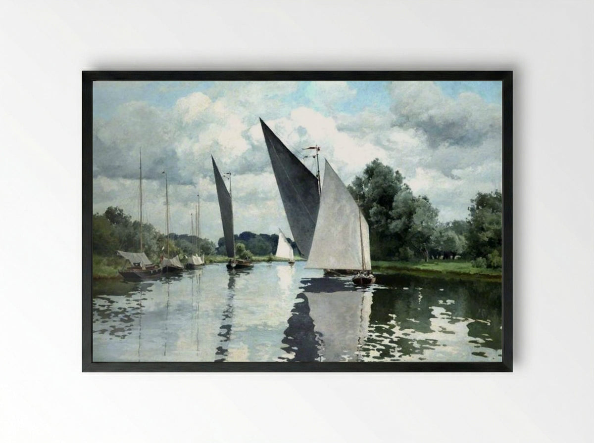 On the Bure at Wroxham - Alfred Parsons - Framed Print Black