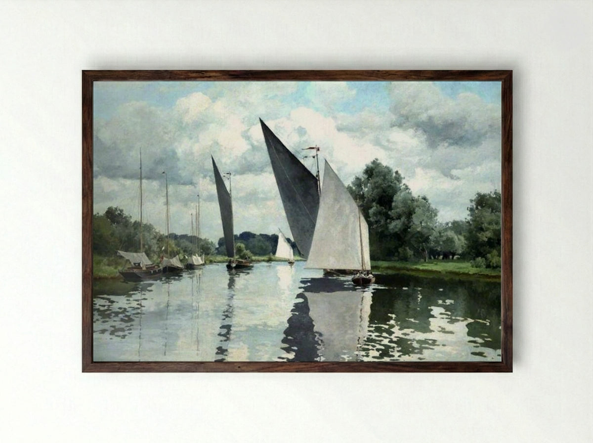 On the Bure at Wroxham - Alfred Parsons - Framed Print Dark Wood