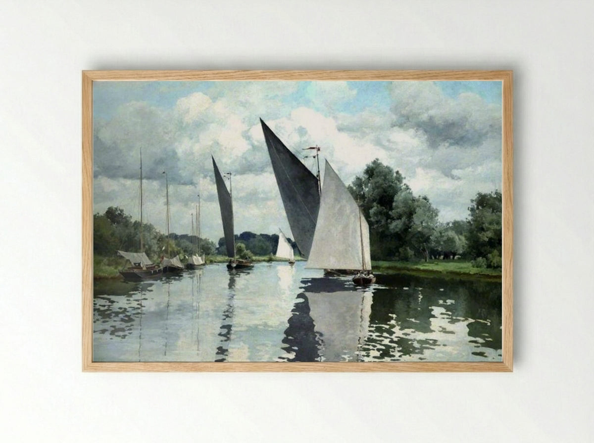 On the Bure at Wroxham - Alfred Parsons - Framed Print Wood