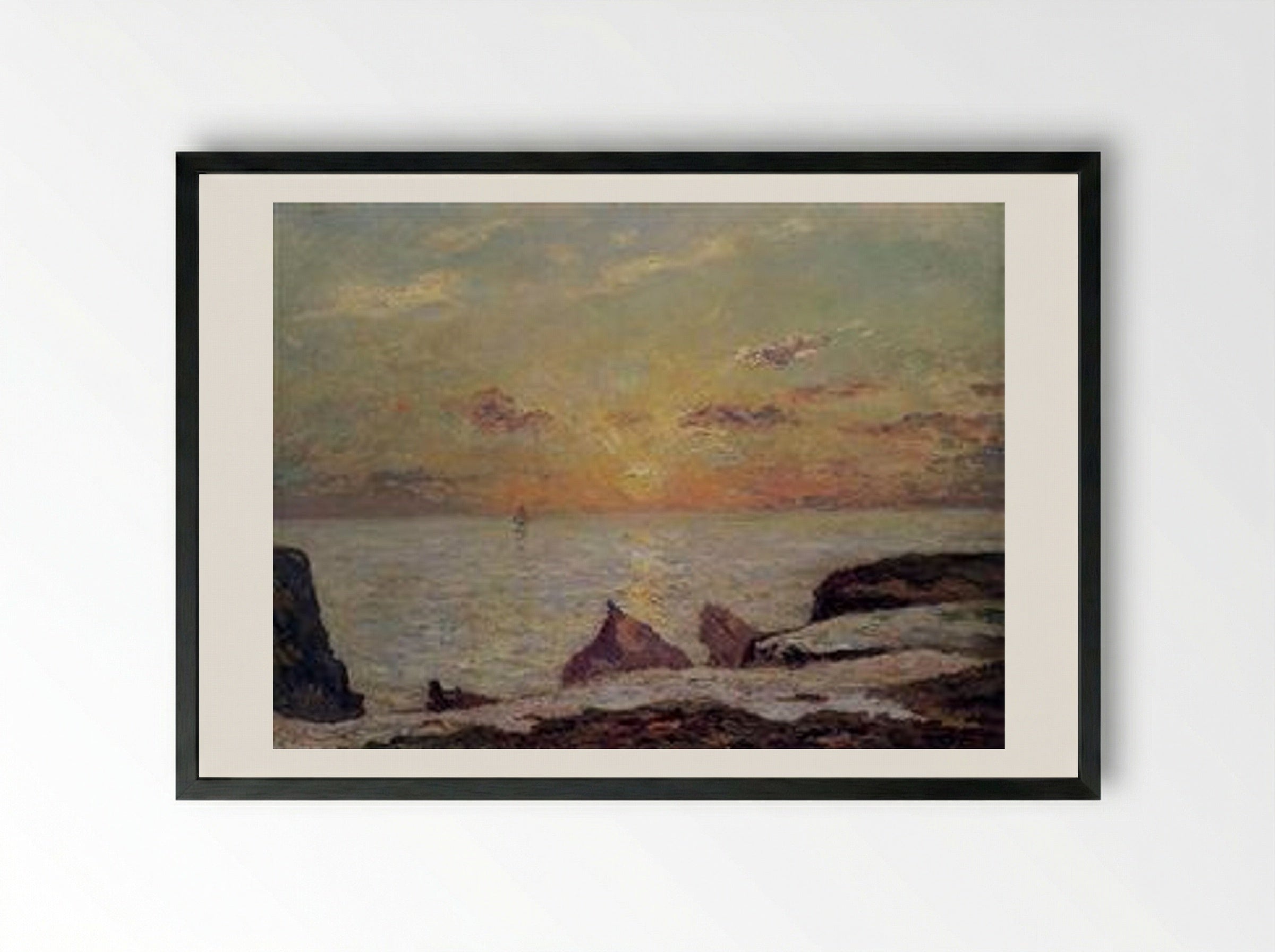 On the Cliffs of Belle Isle - Maxime Maufra - Framed Print Black