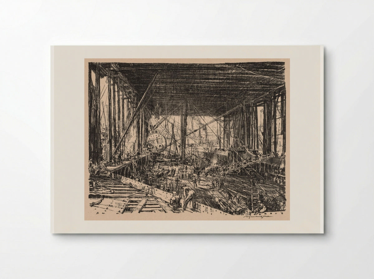 On the Clyde, 1917-1918: The Floor of the Train Ferry - Muirhead Bone - Poster