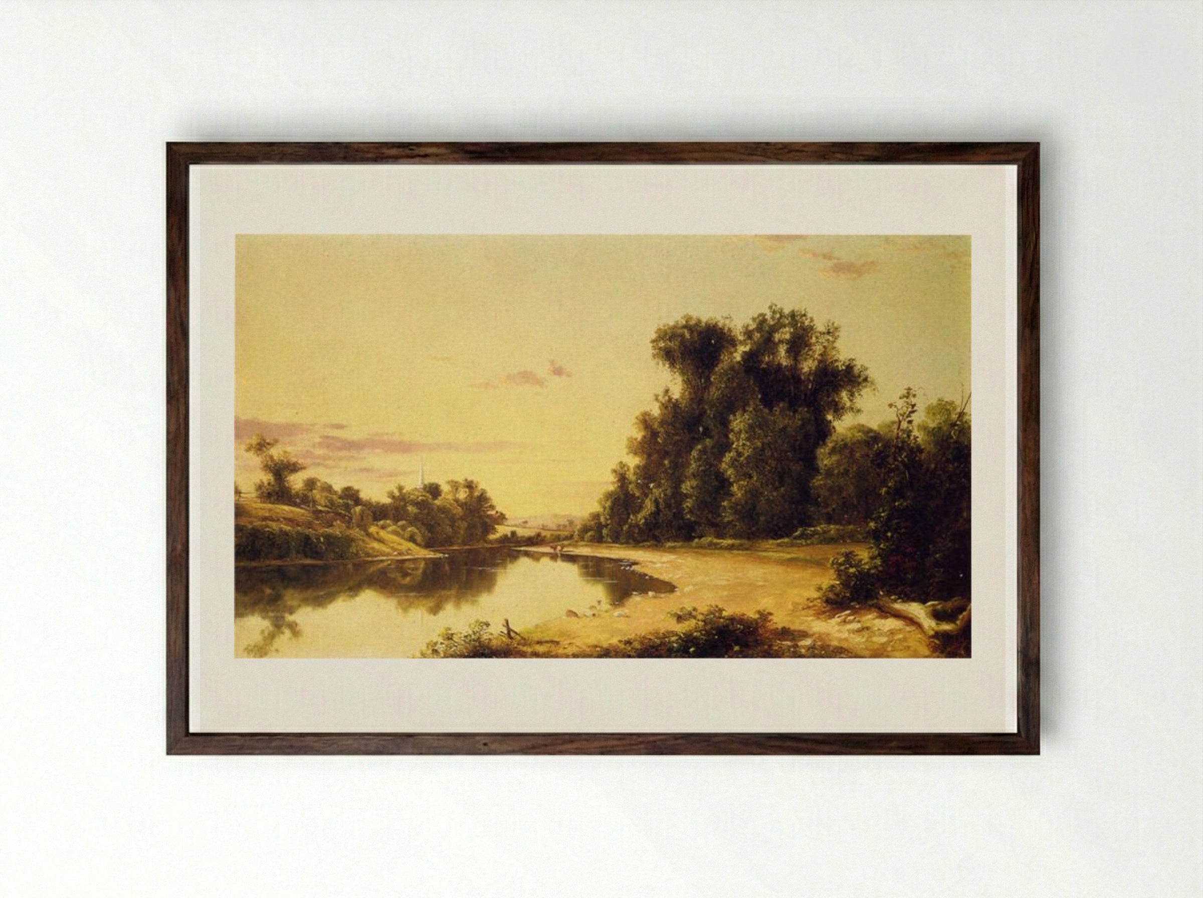 On the Escopus at Hurley, New York - David Johnson - Framed Print Dark Wood