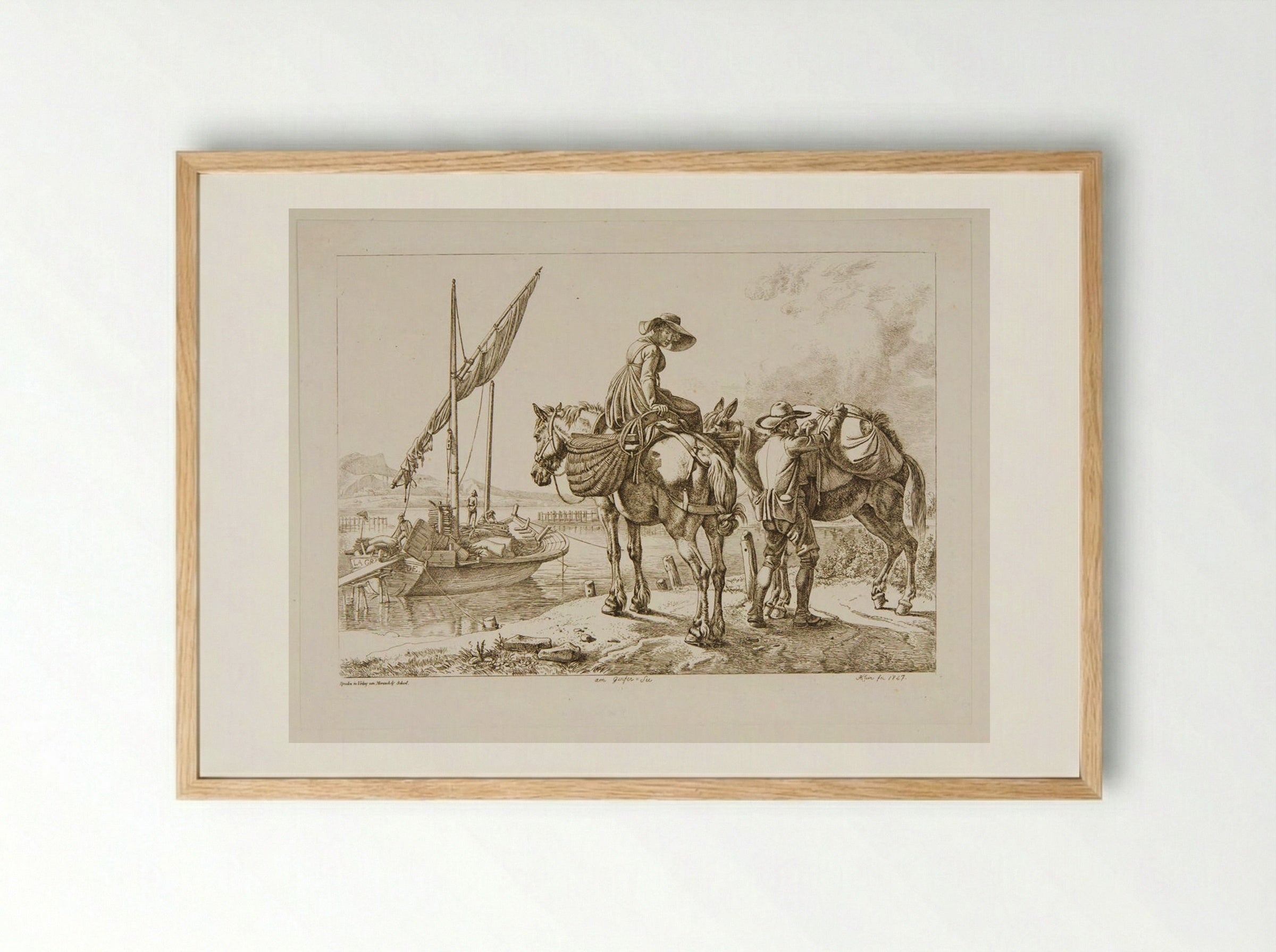 On the Lake of Geneva - Johann Adam Klein - Framed Print Wood