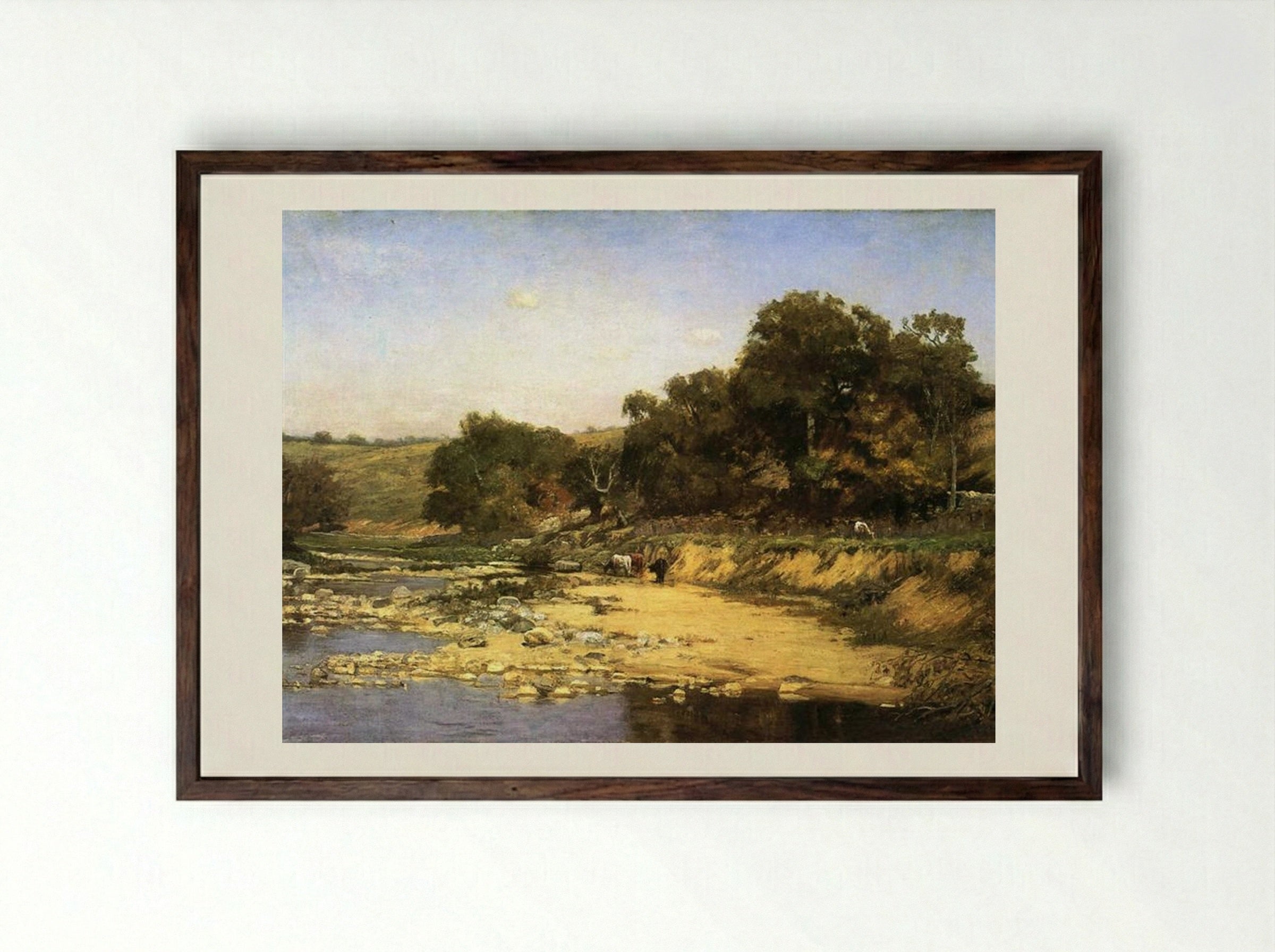 On the Muscatatuck - T. C. Steele - Framed Print Dark Wood