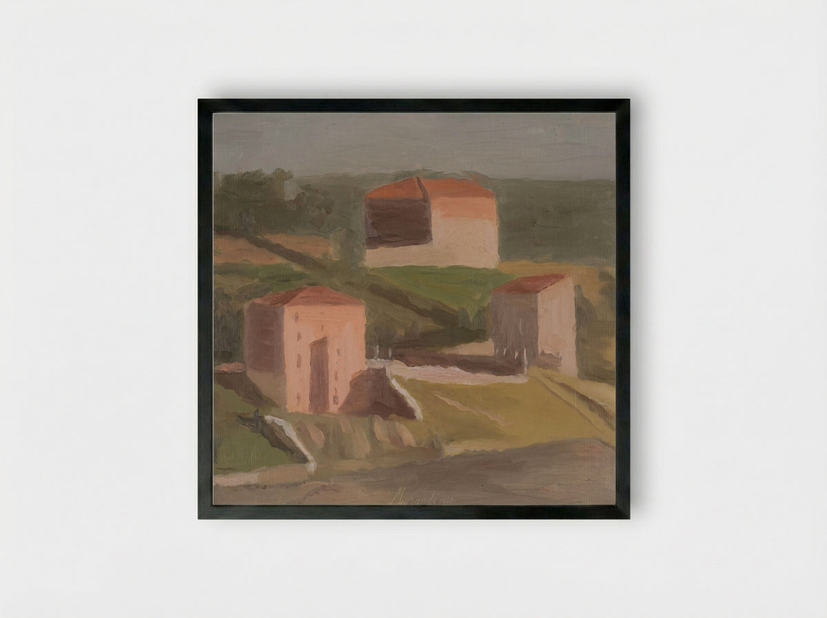On the Outskirts of a Town - Giorgio Morandi - Framed Print Black