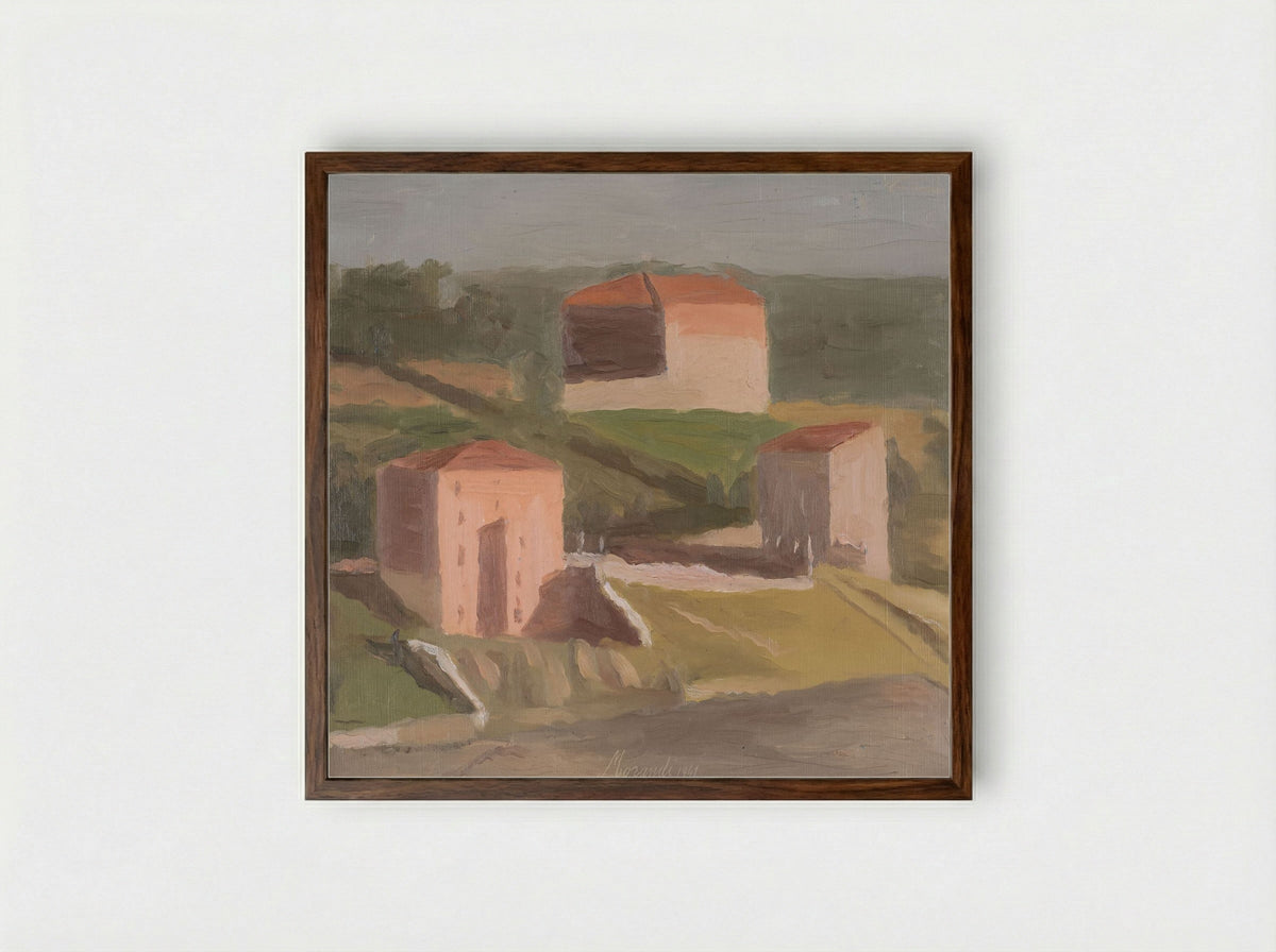 On the Outskirts of a Town - Giorgio Morandi - Framed Print Dark Wood