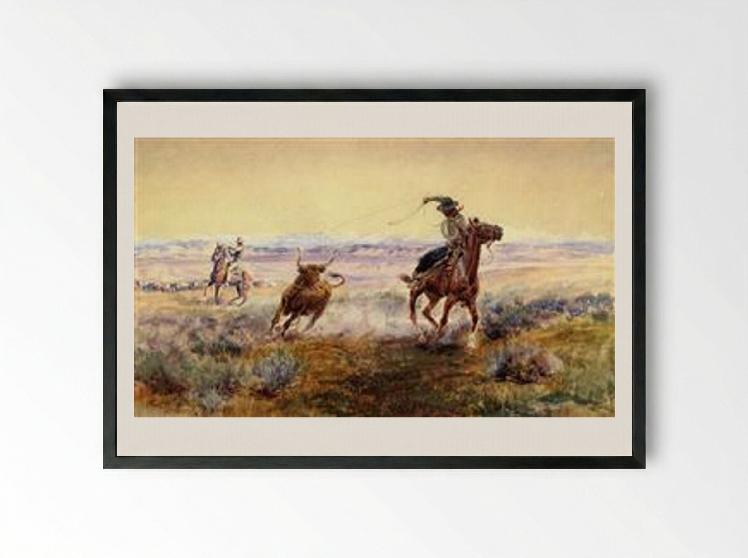 On the Pond - Charles M. Russell - Framed Print Black