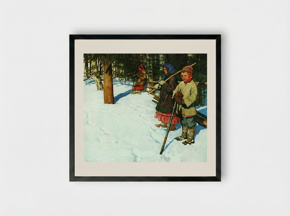 On the Raid - Nikolay Bogdanov-Belsky - Framed Print Black
