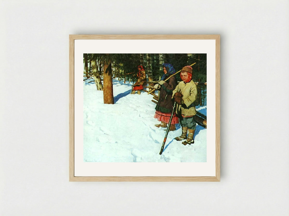 On the Raid - Nikolay Bogdanov-Belsky - Framed Print Wood