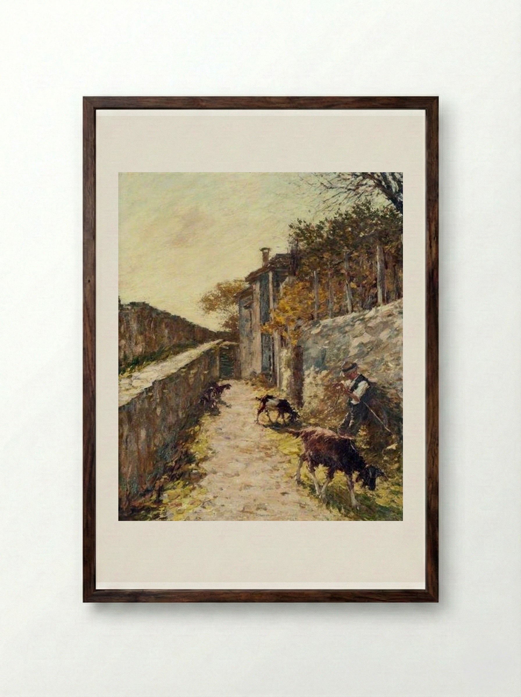 On the Ramparts - Henry Herbert La Thangue - Framed Print Dark Wood
