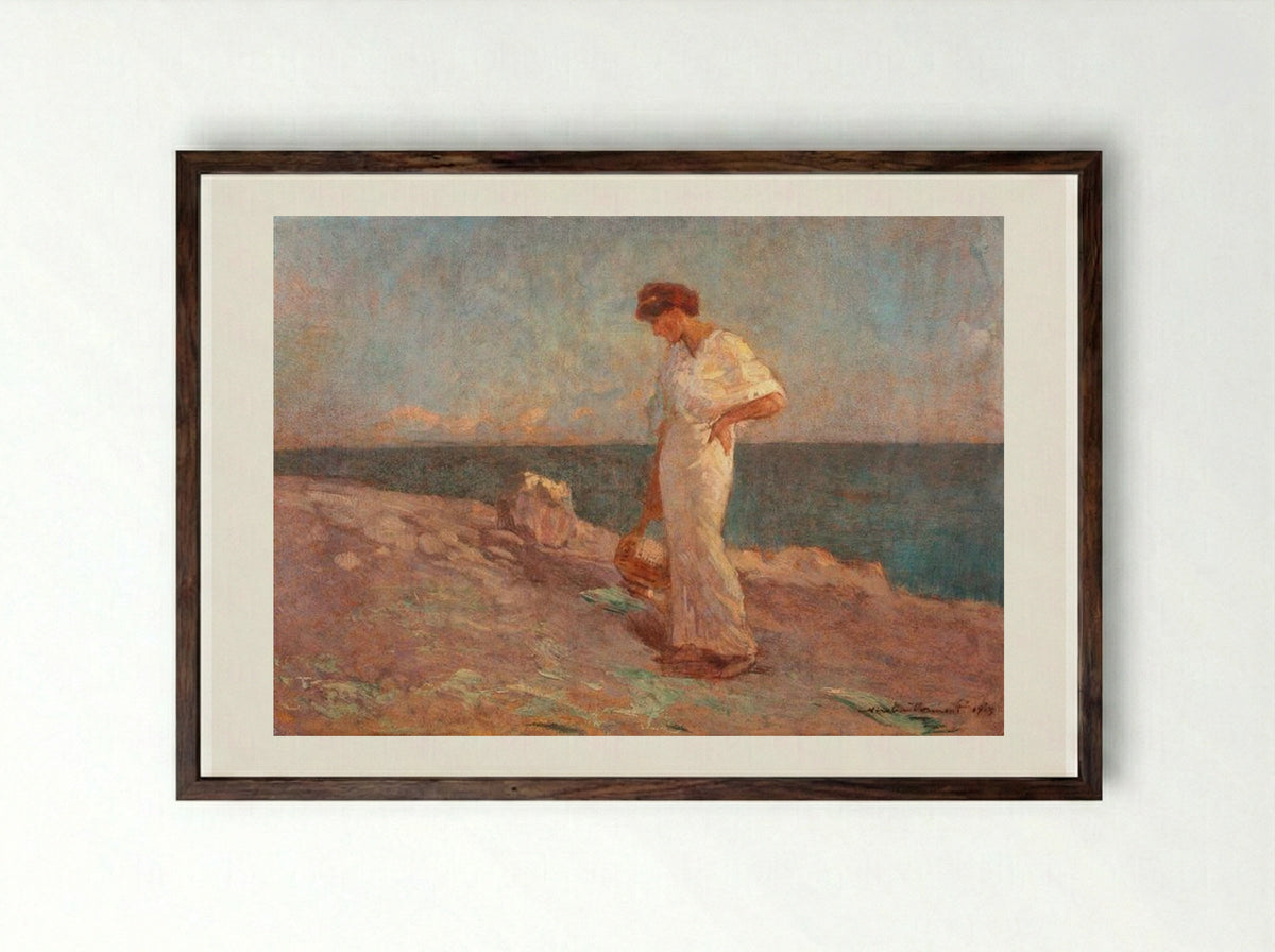 On the Seashore - Nicolae Vermont - Framed Print Dark Wood