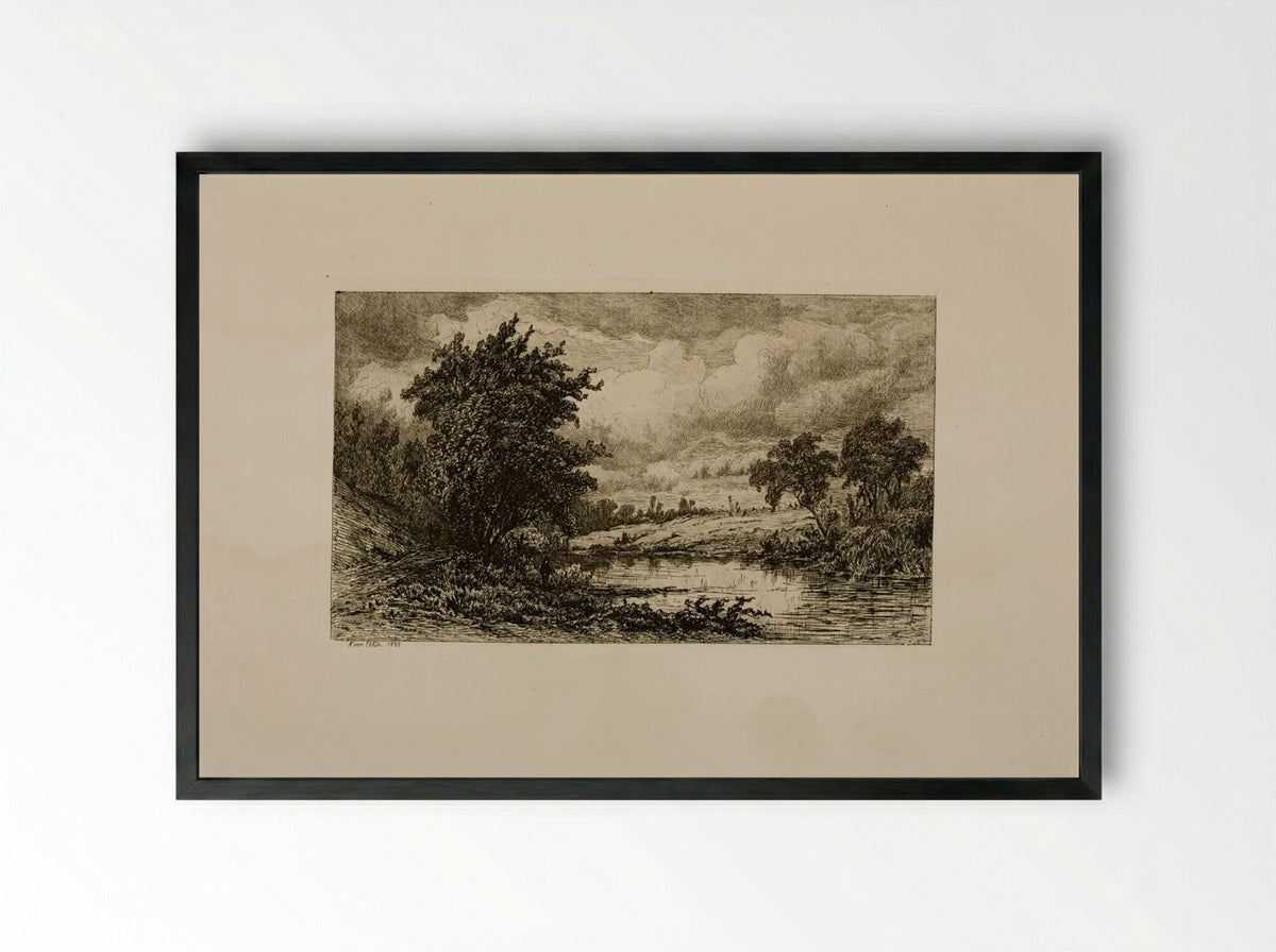 On the Shepang River - Hendrik Dirk Kruseman van Elten - Framed Print Black