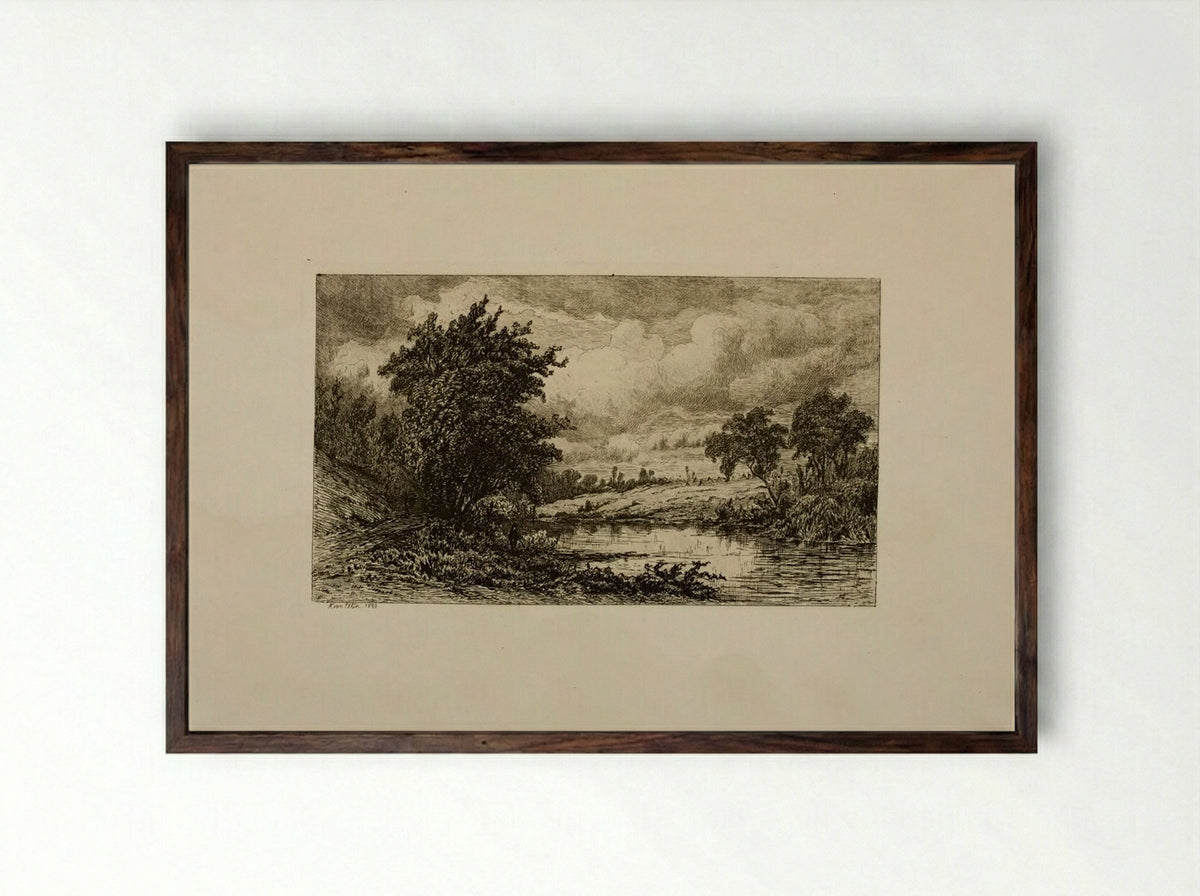 On the Shepang River - Hendrik Dirk Kruseman van Elten - Framed Print Dark Wood