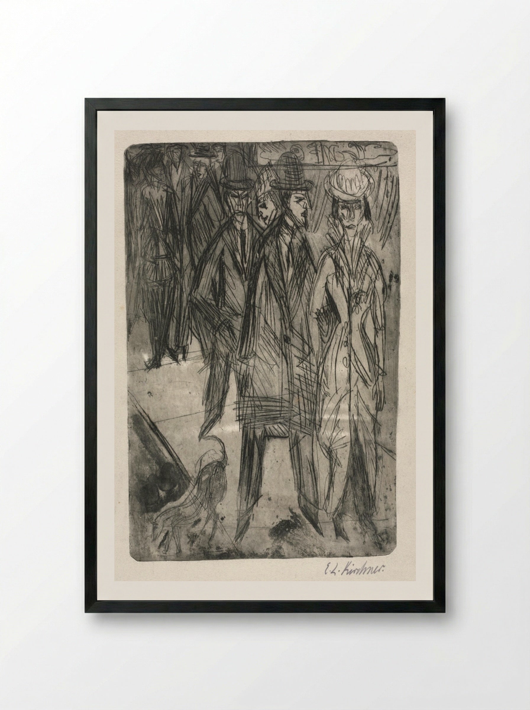 On the Street - Ernst Ludwig Kirchner - Framed Print Black