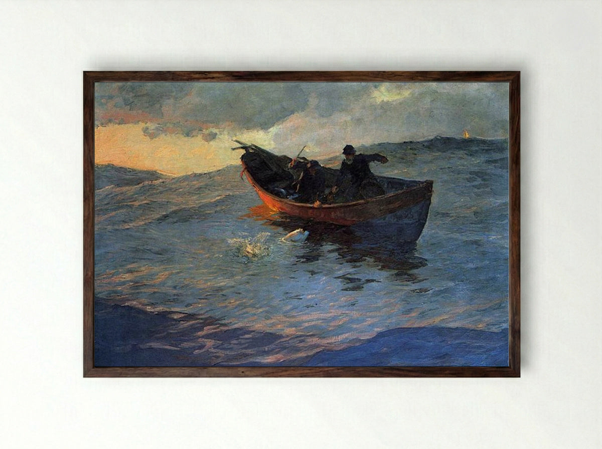On the Suffolk Coast - Willard Metcalf - Framed Print Dark Wood