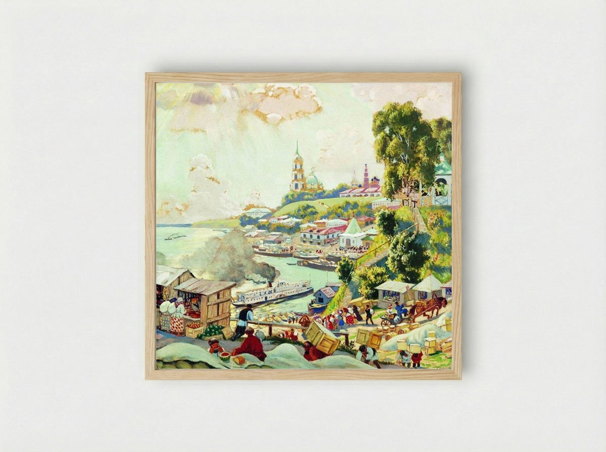 On the Volga - Boris Kustodiev - Framed Print Wood