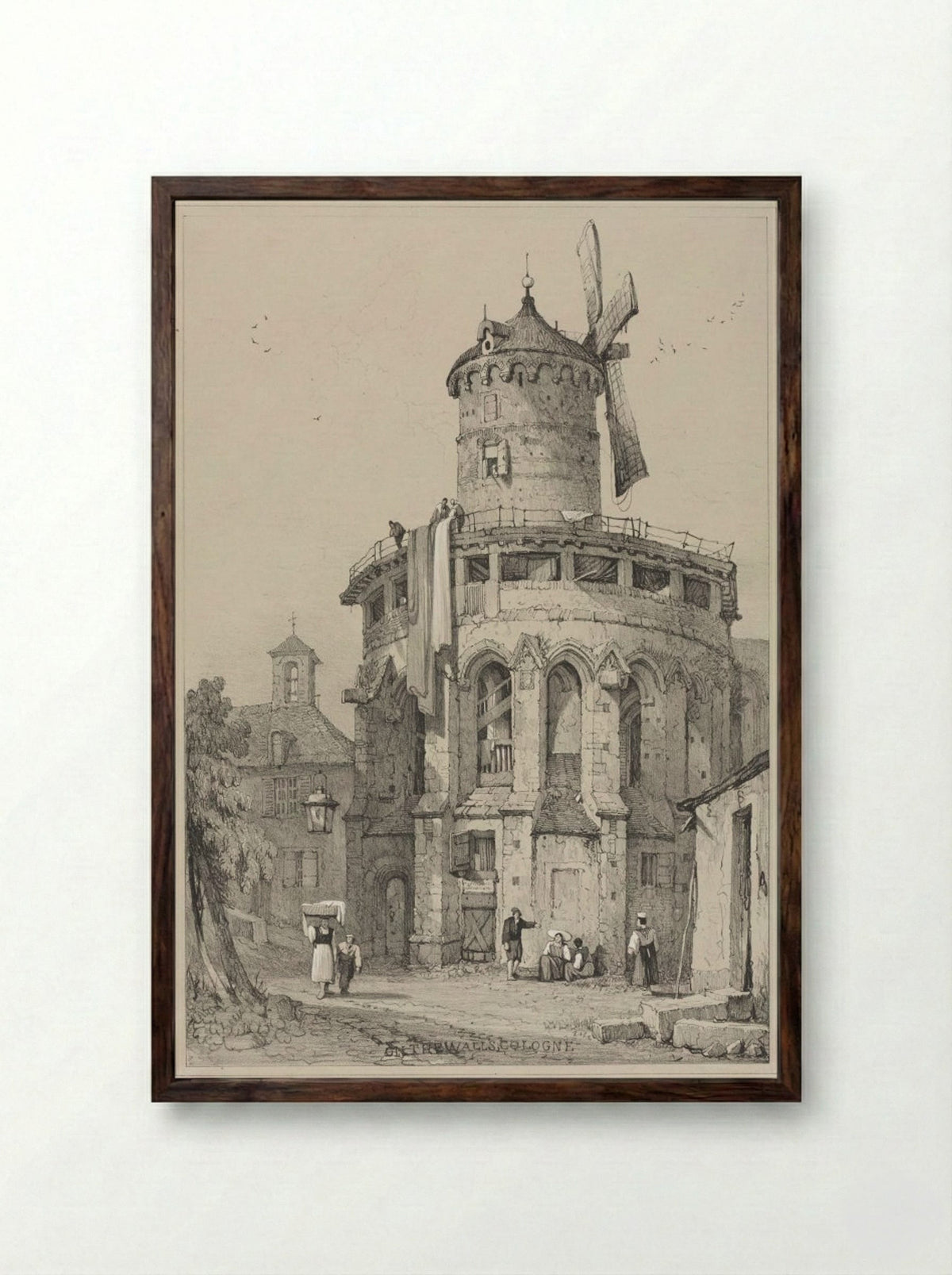 On the Walls, Cologne - Samuel Prout - Framed Print Dark Wood