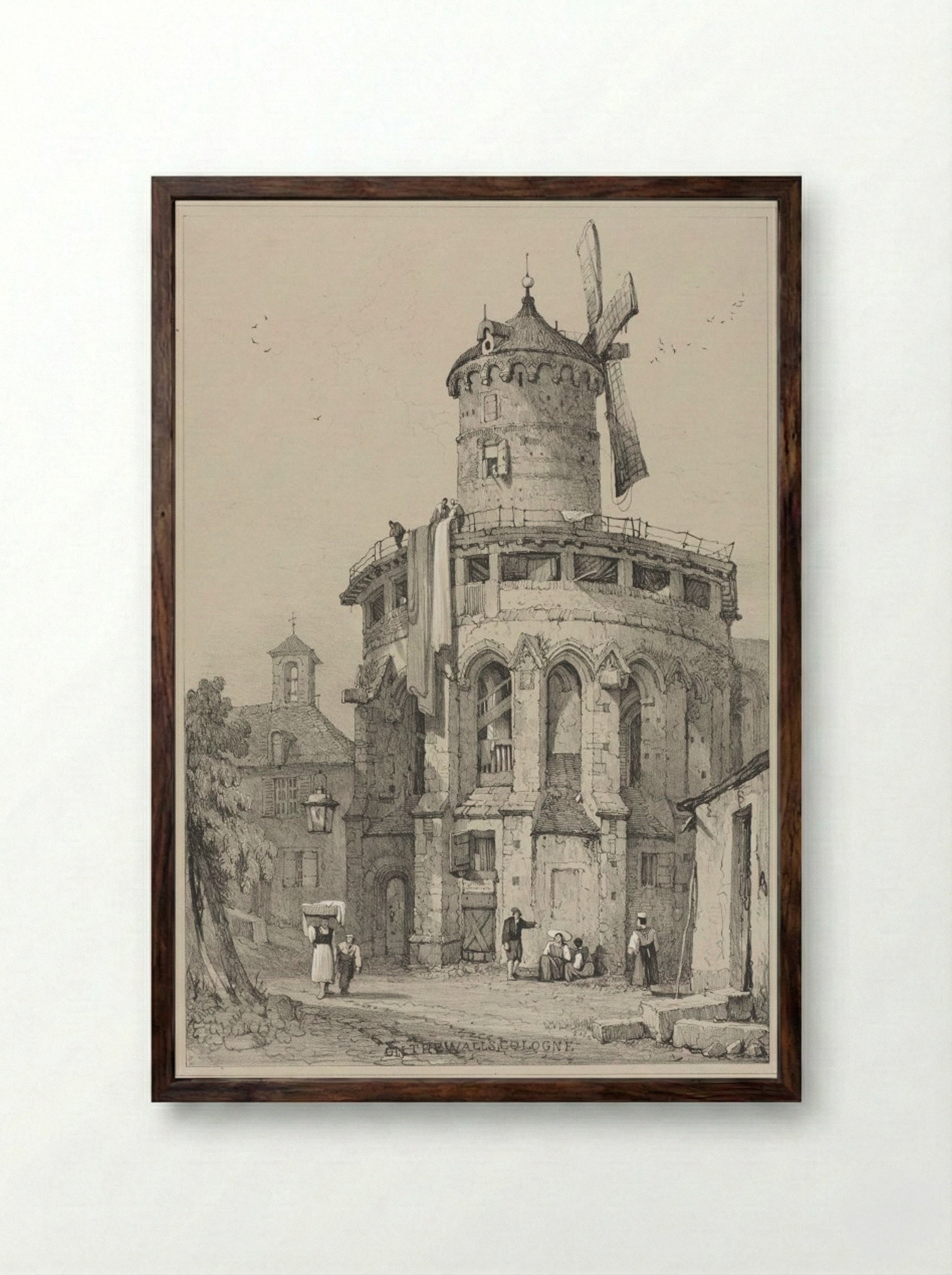 On the Walls, Cologne - Samuel Prout - Framed Print Dark Wood