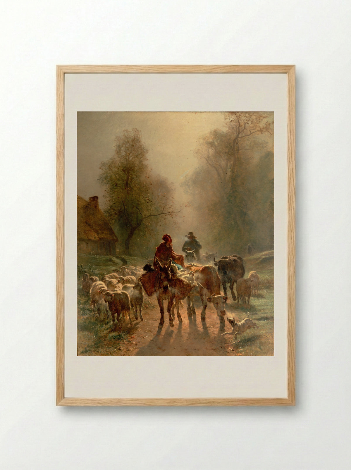 On the Way to the Market - Constant Troyon - Framed Print Wood