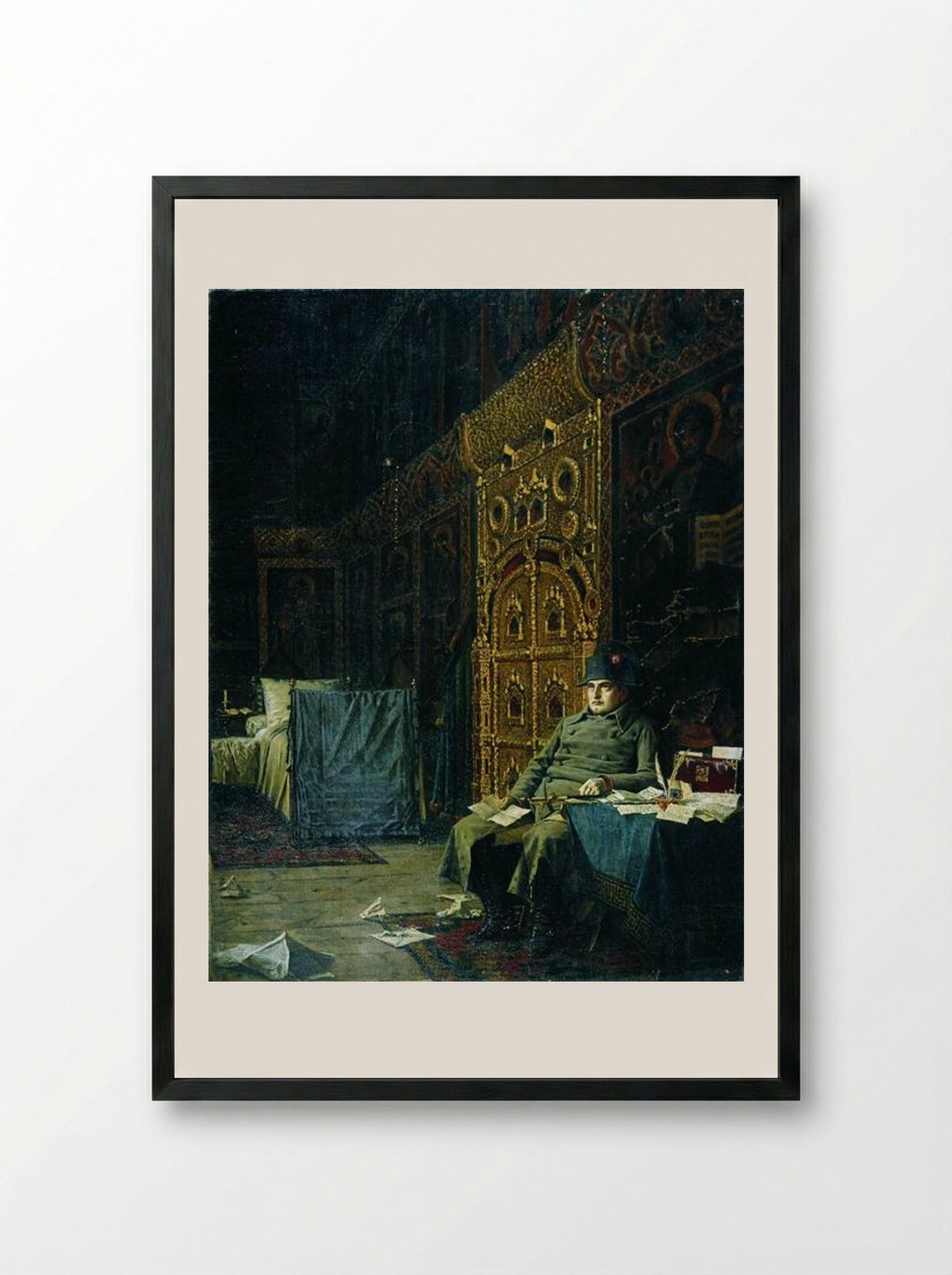 On the Way. Bad News From France - Vasily Vereshchagin - Framed Print Black