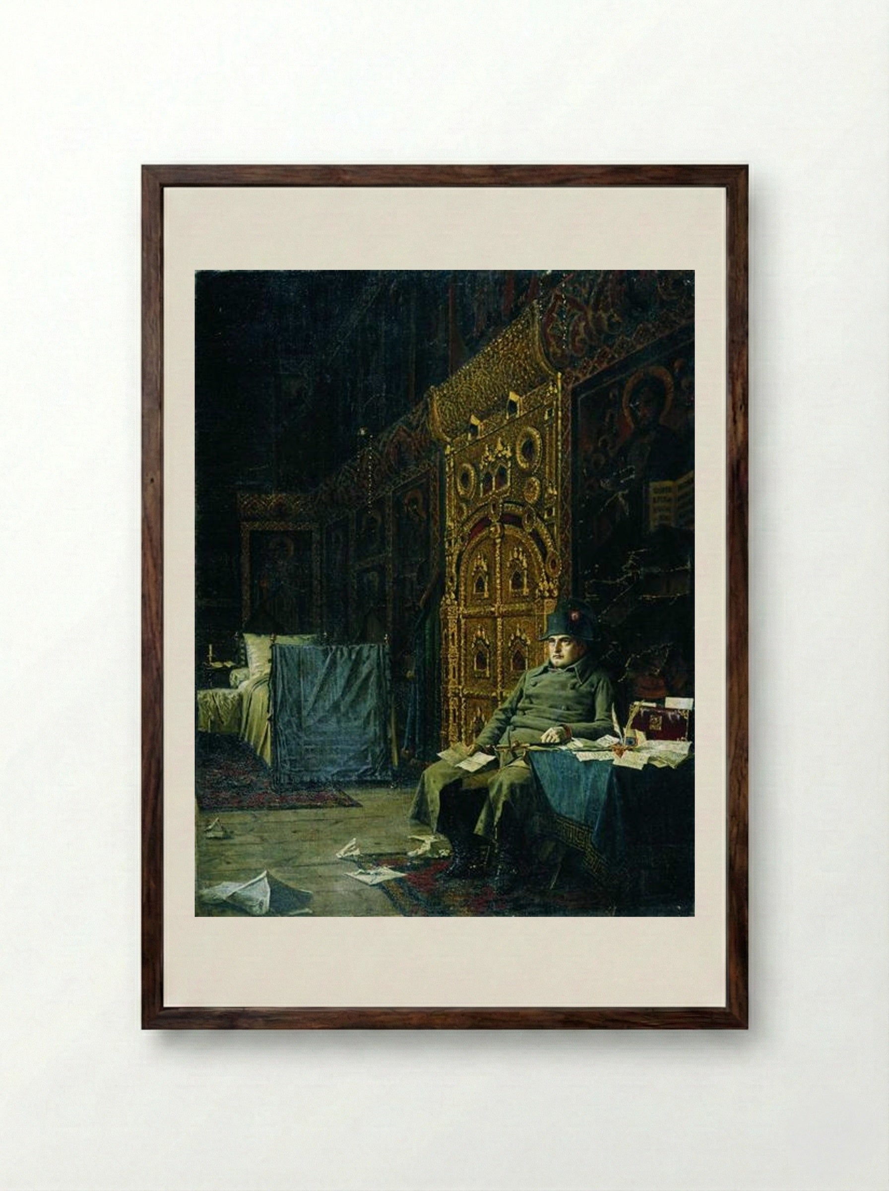 On the Way. Bad News From France - Vasily Vereshchagin - Framed Print Dark Wood