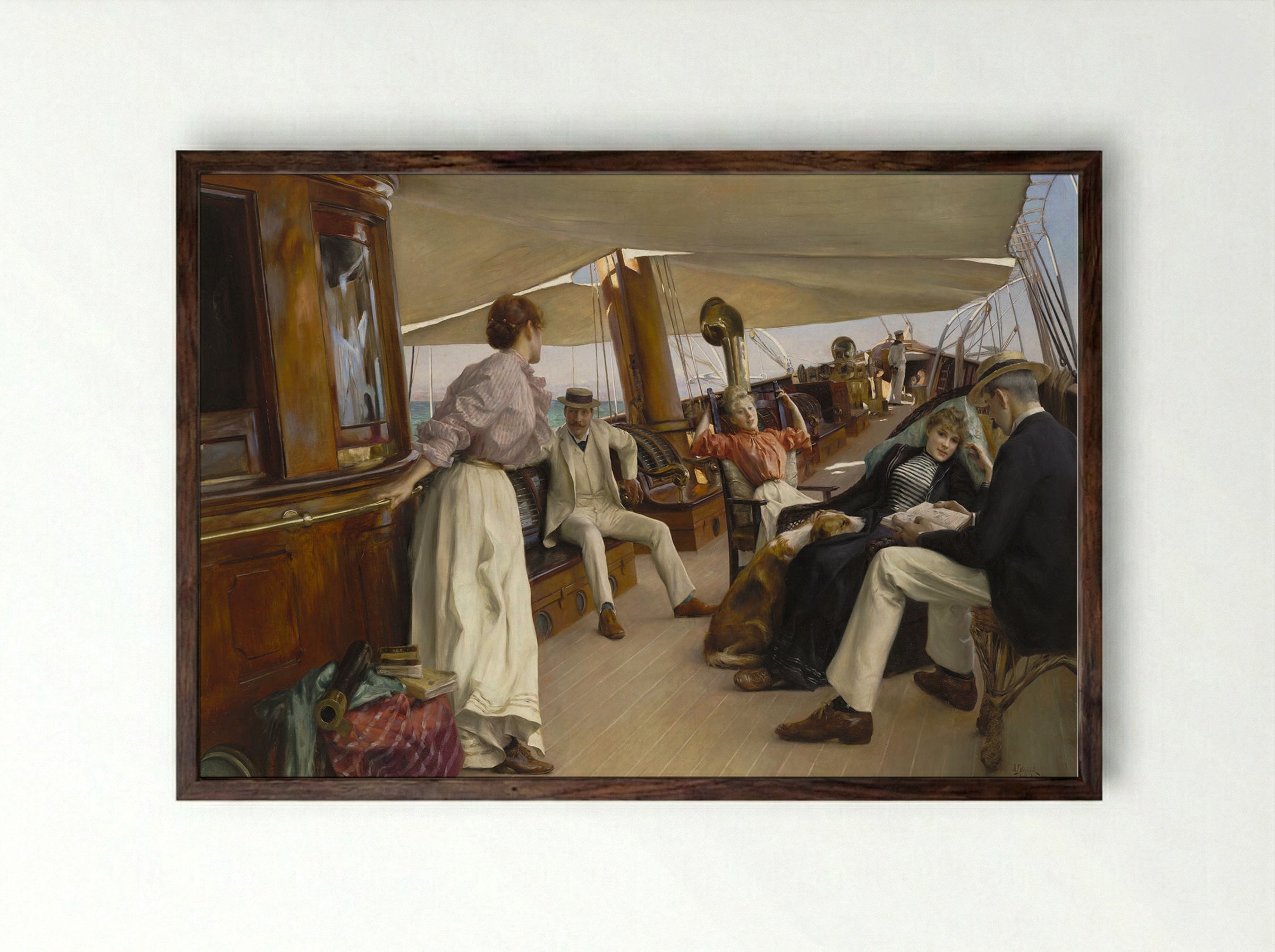 On the Yacht „Namouna“, Venice - Julius LeBlanc Stewart - Framed Print Dark Wood