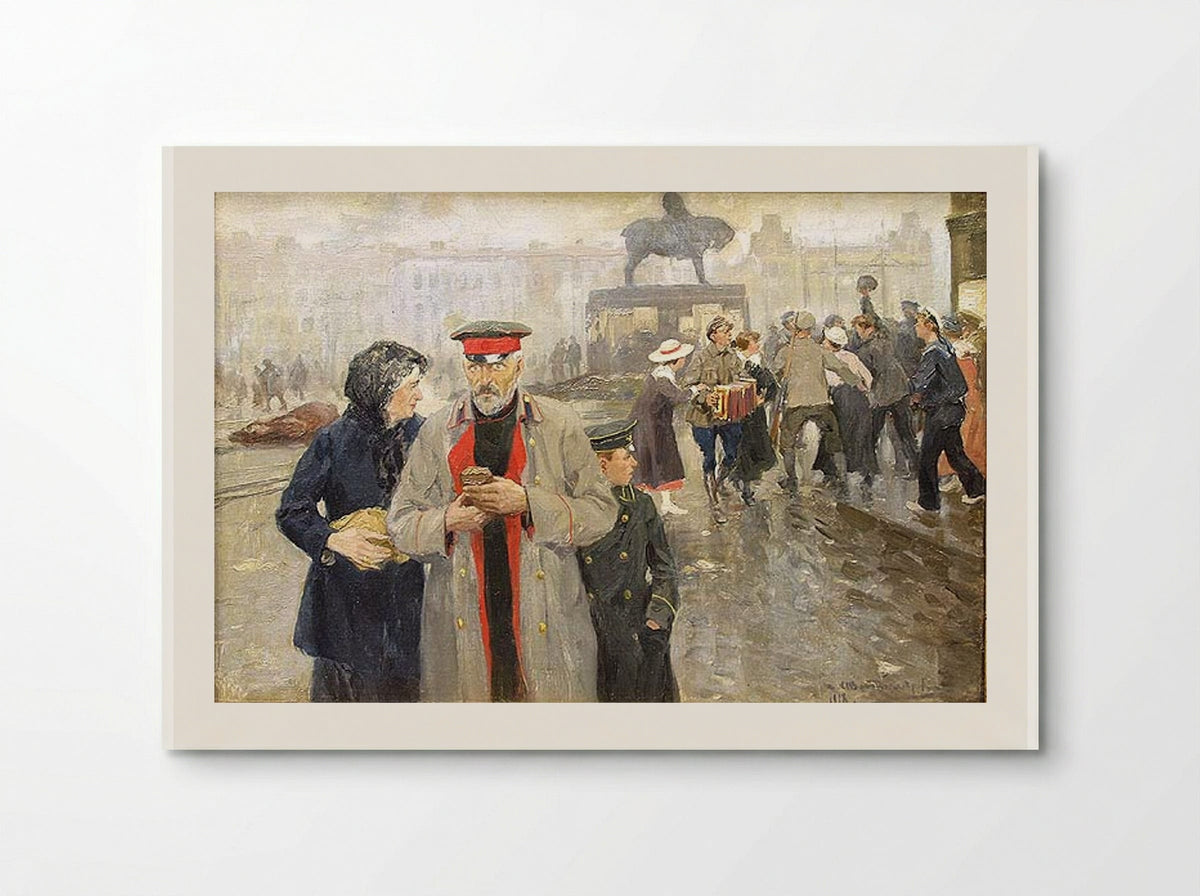 On the streets of Petrograd - Ivan Vladimirov - Poster