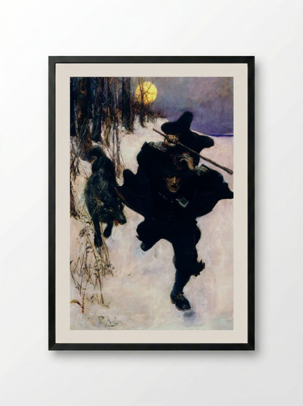 Once it Chased Dr. Wilkerson Into the Very Town Itself - Howard Pyle - Framed Print Black