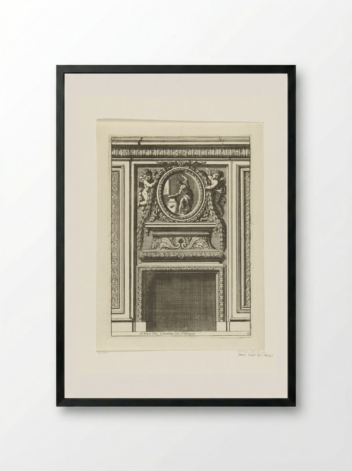 Onderboezem met ovaal medaillon - Jean Lepautre - Framed Print Black