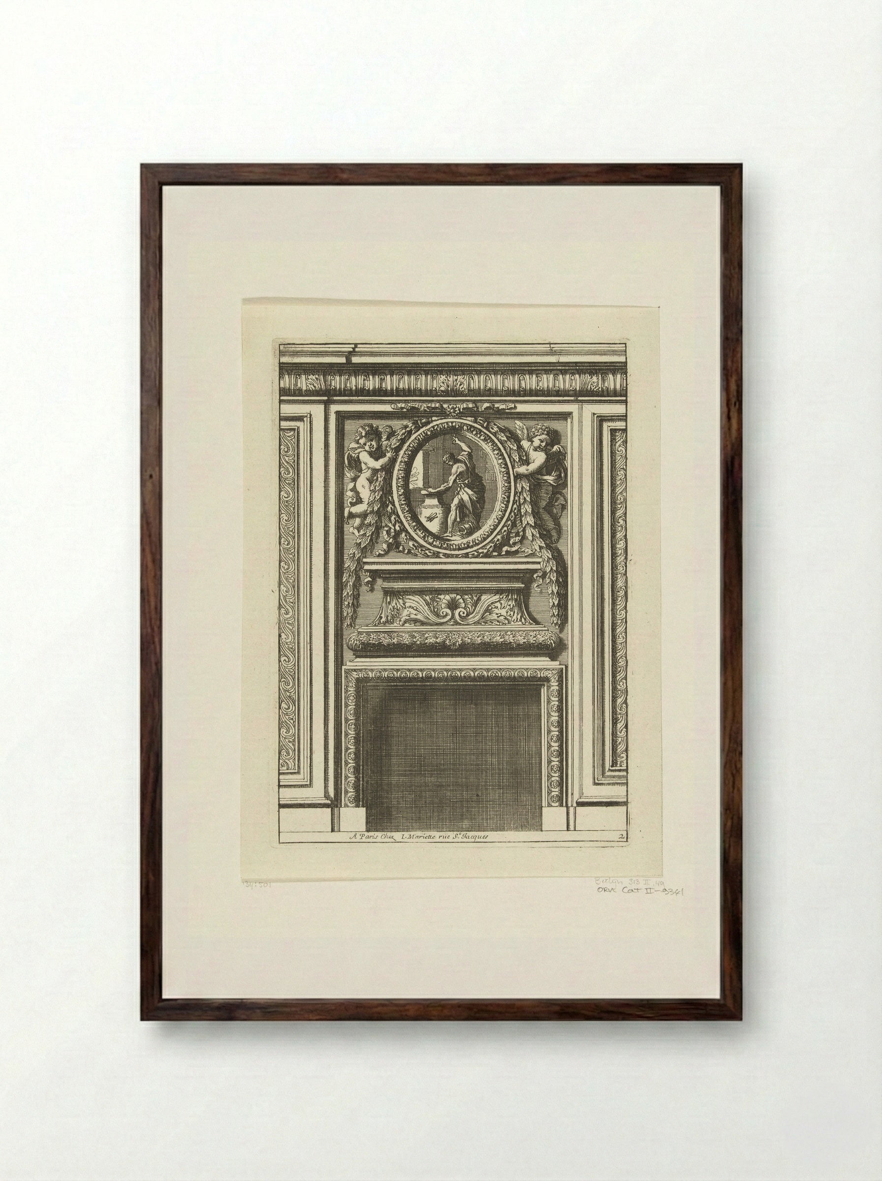 Onderboezem met ovaal medaillon - Jean Lepautre - Framed Print Dark Wood