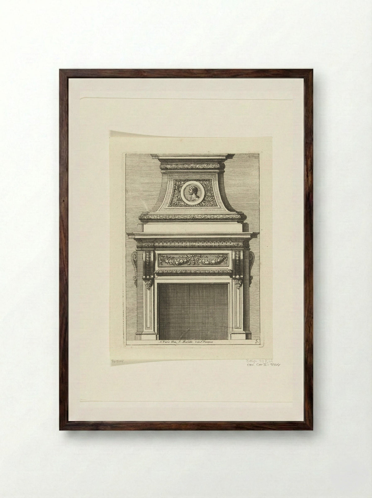 Onderboezem met portretmedaillon - Jean Lepautre - Framed Print Dark Wood