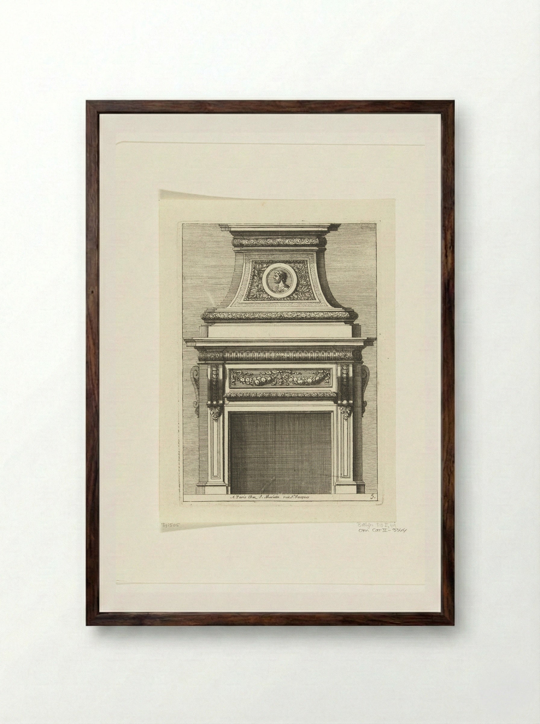 Onderboezem met portretmedaillon - Jean Lepautre - Framed Print Dark Wood