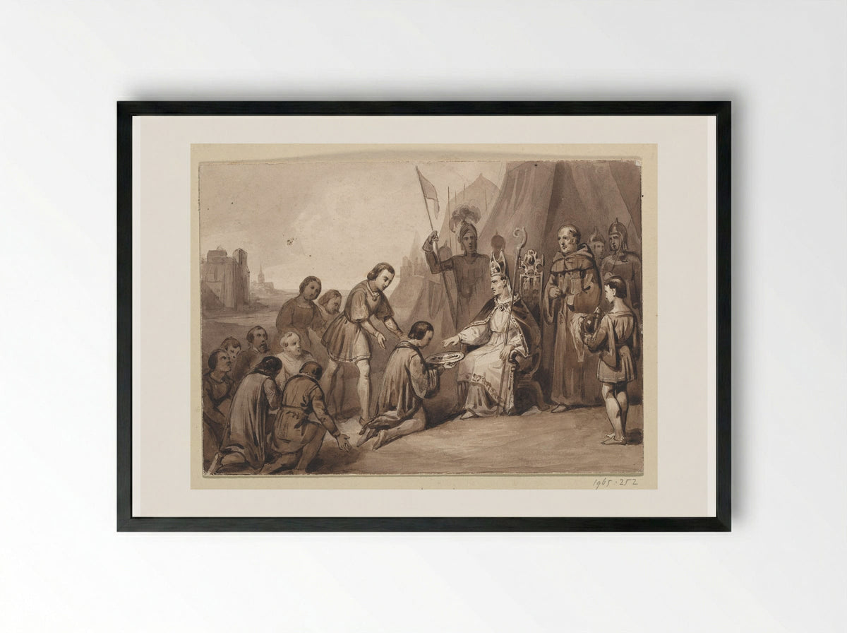 Onderwerping van Hendrik van Montfoort aan de bisschop van Utrecht - Johann Wilhelm Kaiser (I) - Framed Print Black