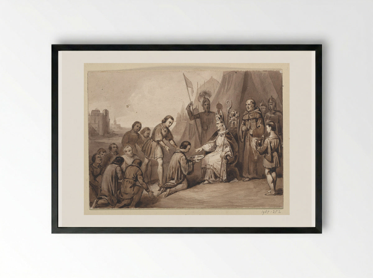 Onderwerping van Hendrik van Montfoort aan de bisschop van Utrecht - Johann Wilhelm Kaiser (I) - Framed Print Black