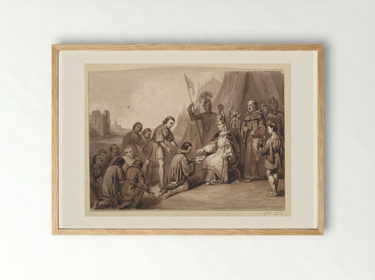 Onderwerping van Hendrik van Montfoort aan de bisschop van Utrecht - Johann Wilhelm Kaiser (I) - Framed Print Wood