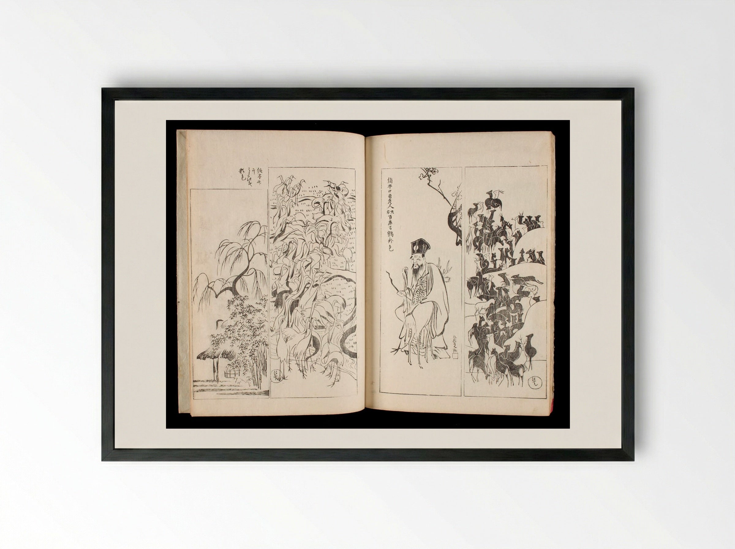 One Hundred Designs by Ogata Kōrin - Sakai Hōitsu - Framed Print Black