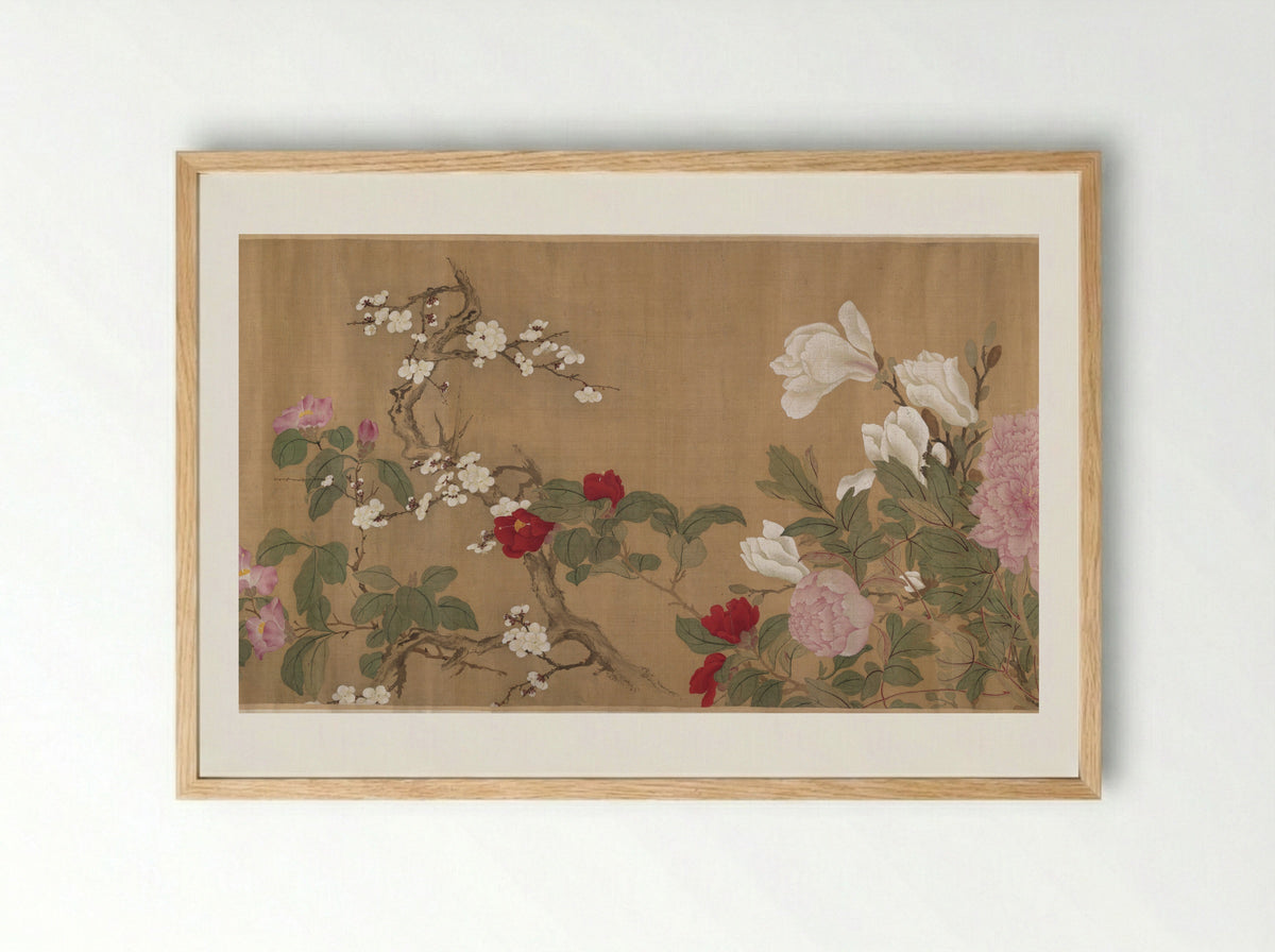 One Hundred Flowers - Yun Shouping - Framed Print Wood
