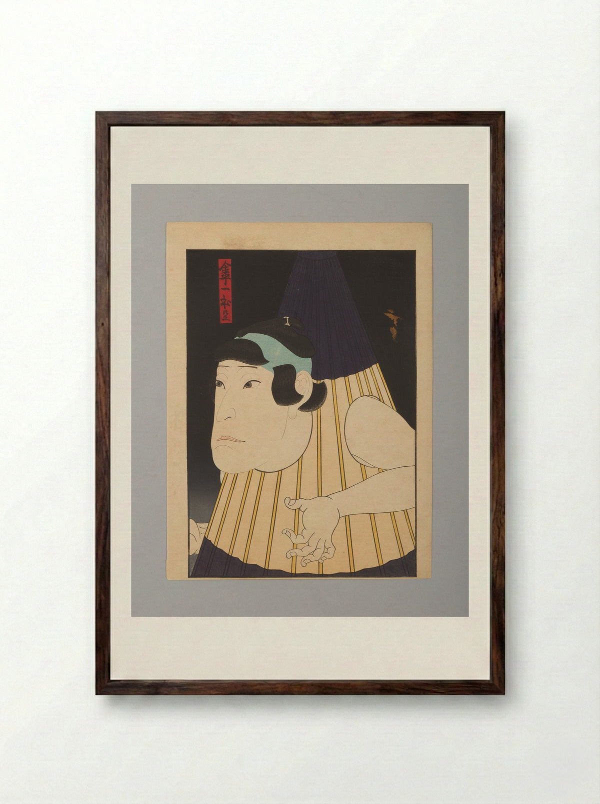 One-Legged Umbrella Monster (Kasa ippon ashi) - Gosōtei Hirosada - Framed Print Dark Wood