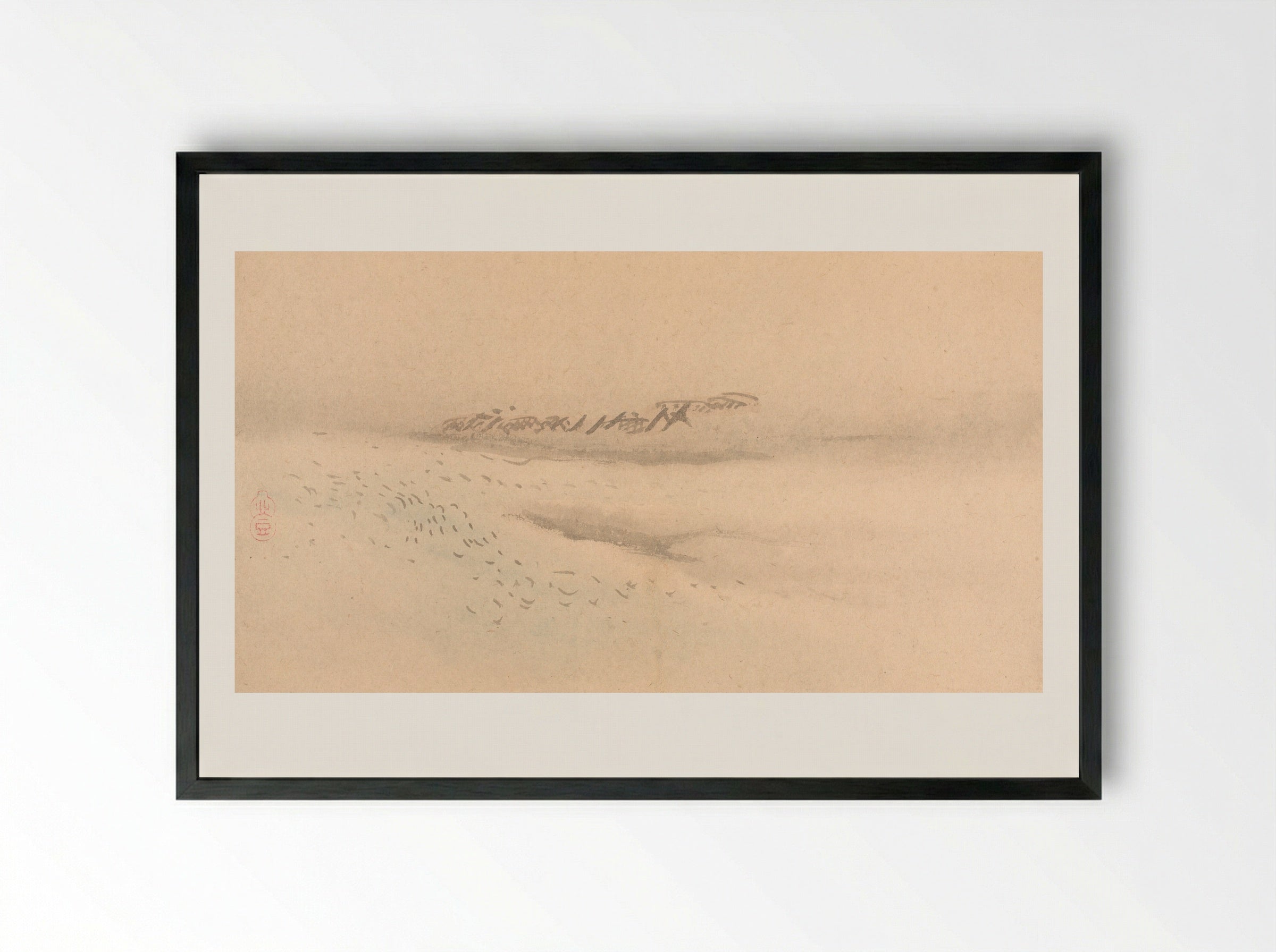One of Six Views of Atsugi - Watanabe Kazan - Framed Print Black