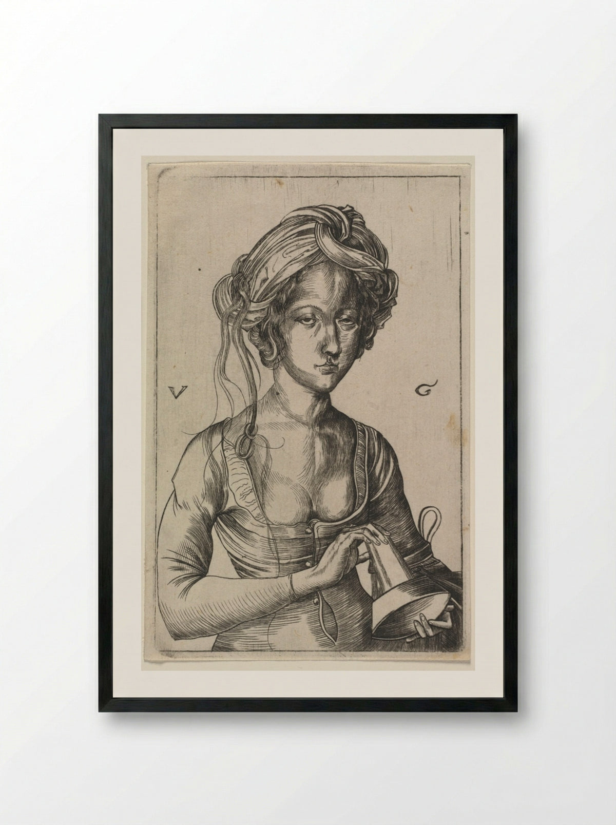 One of the Foolish Virgins - Urs Graf the Elder - Framed Print Black