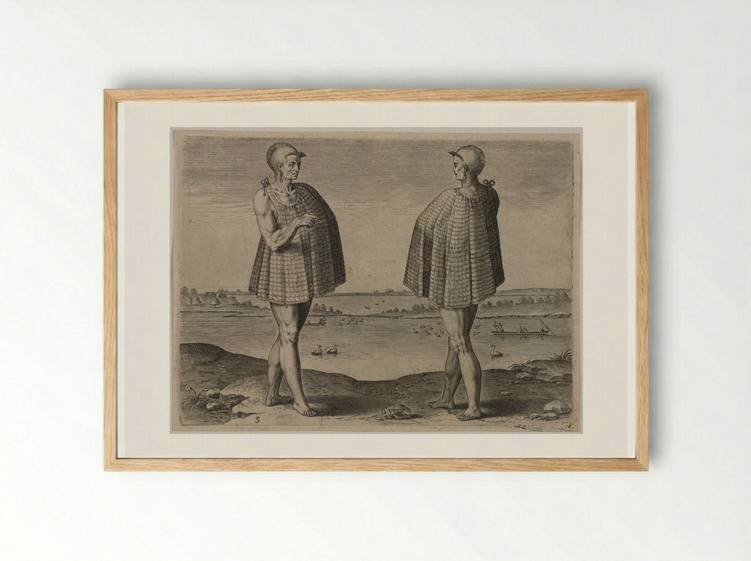 One of the Religios men in the Town of Secota - Theodor de Bry - Framed Print Wood