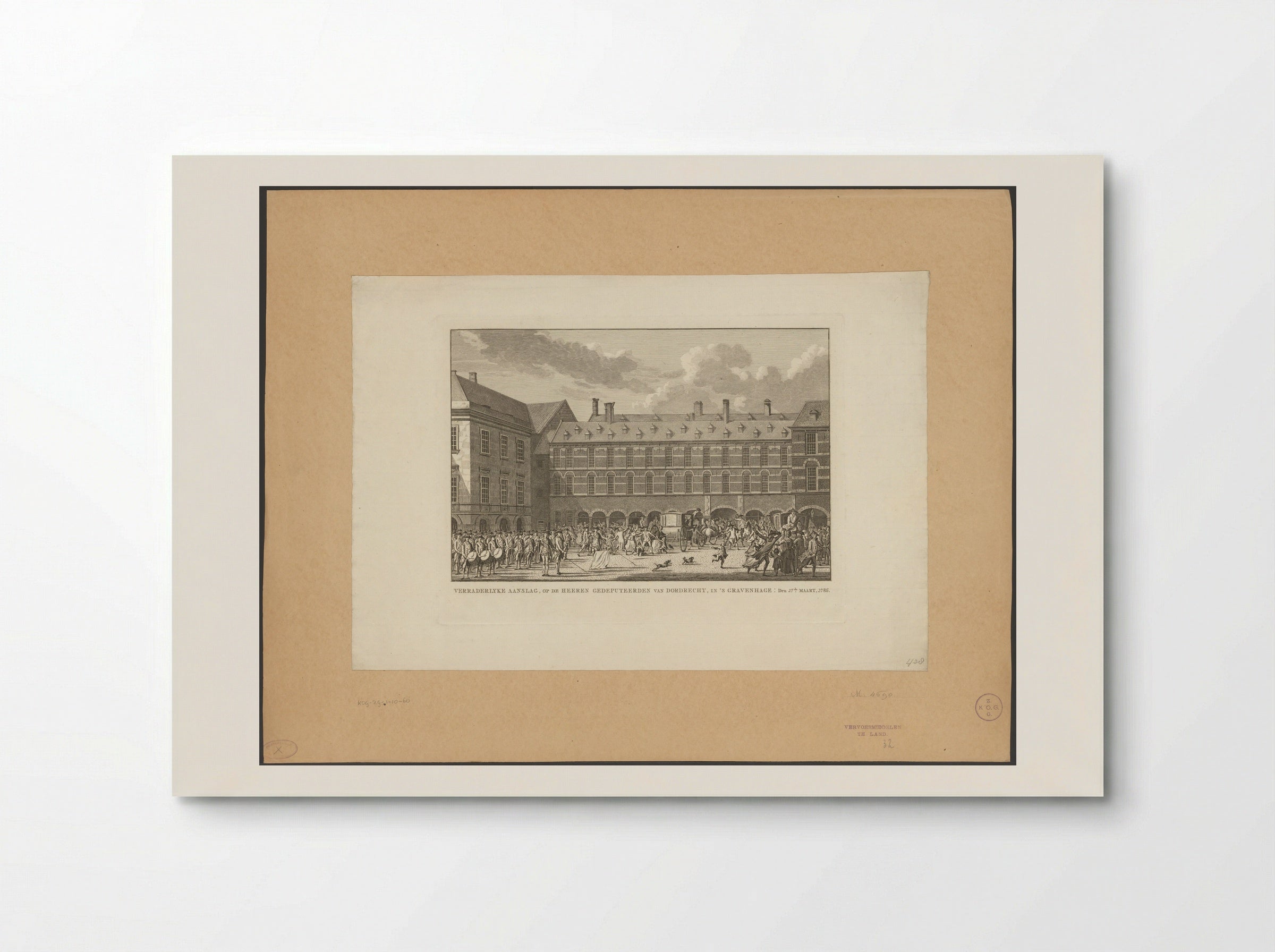Ongeregeldheden als de Gedeputeerden van Dordrecht door de Stadhouderspoort rijden op het Binnenhof - Carel Frederik Bendorp (I) - Poster
