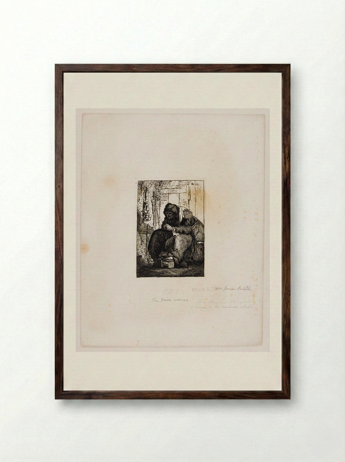 Onion Woman (After Rembrandt) - William James Smith - Framed Print Dark Wood