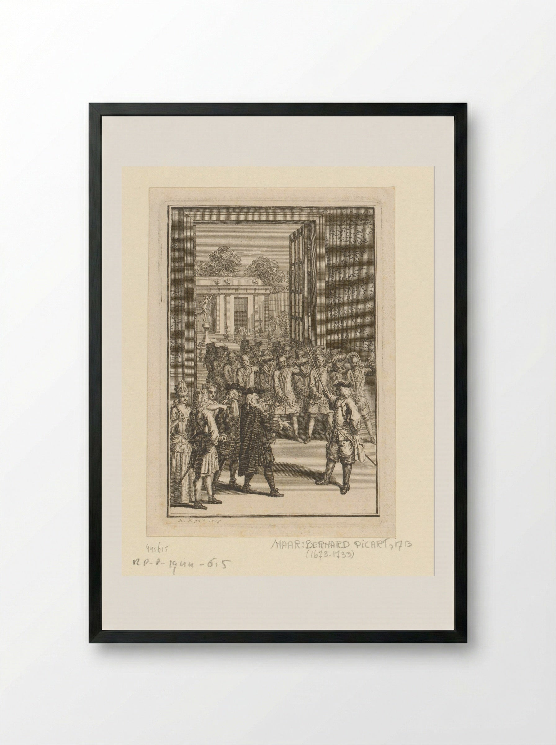 Ontvangst van een elegant gezelschap - Andries van Buysen (Sr.) - Framed Print Black