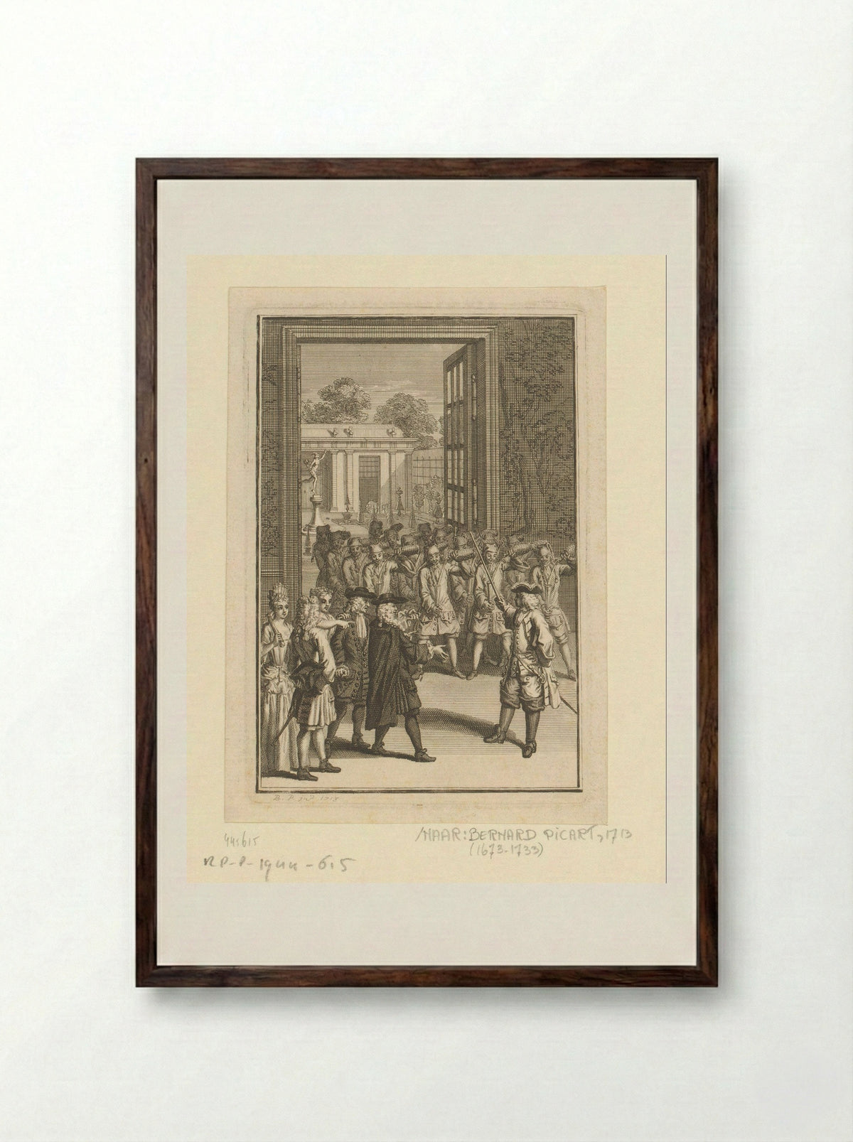 Ontvangst van een elegant gezelschap - Andries van Buysen (Sr.) - Framed Print Dark Wood