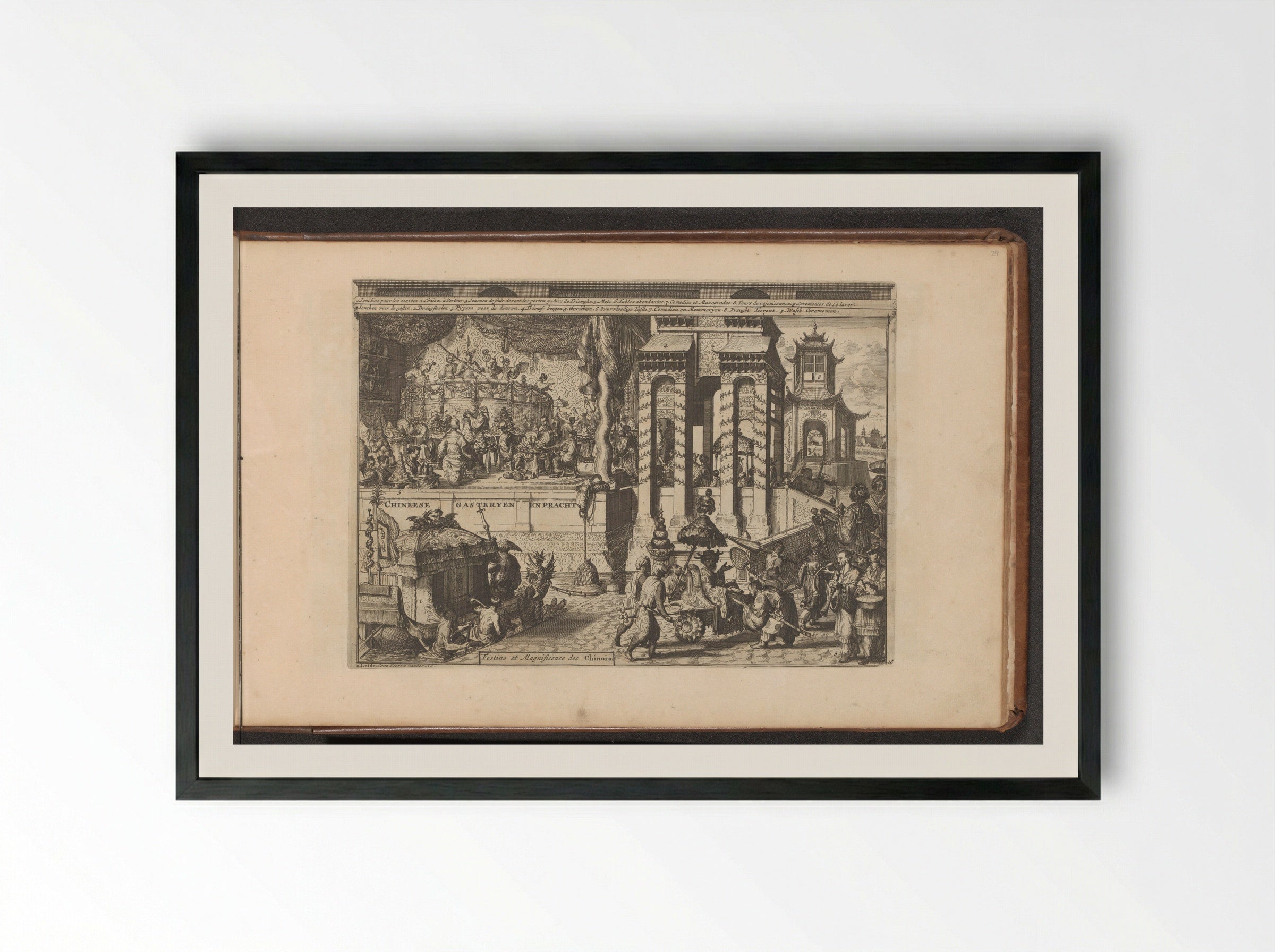 Ontvangstceremonie bij de Chinezen - Romeyn de Hooghe - Framed Print Black