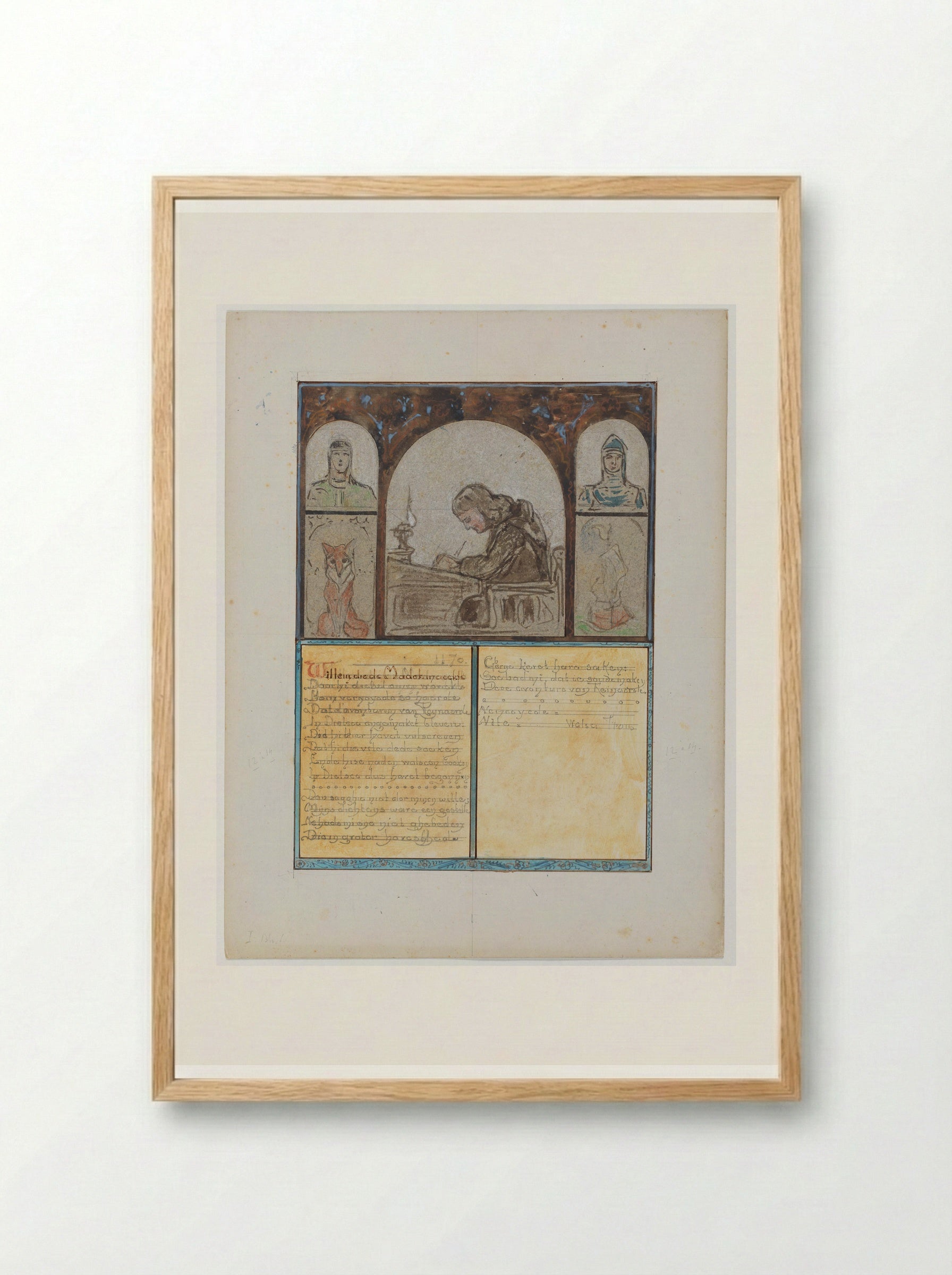 Ontwerp voor Illustratie (fol. 1): Van den Vos Reinaerde - Bernard Willem Wierink - Framed Print Wood